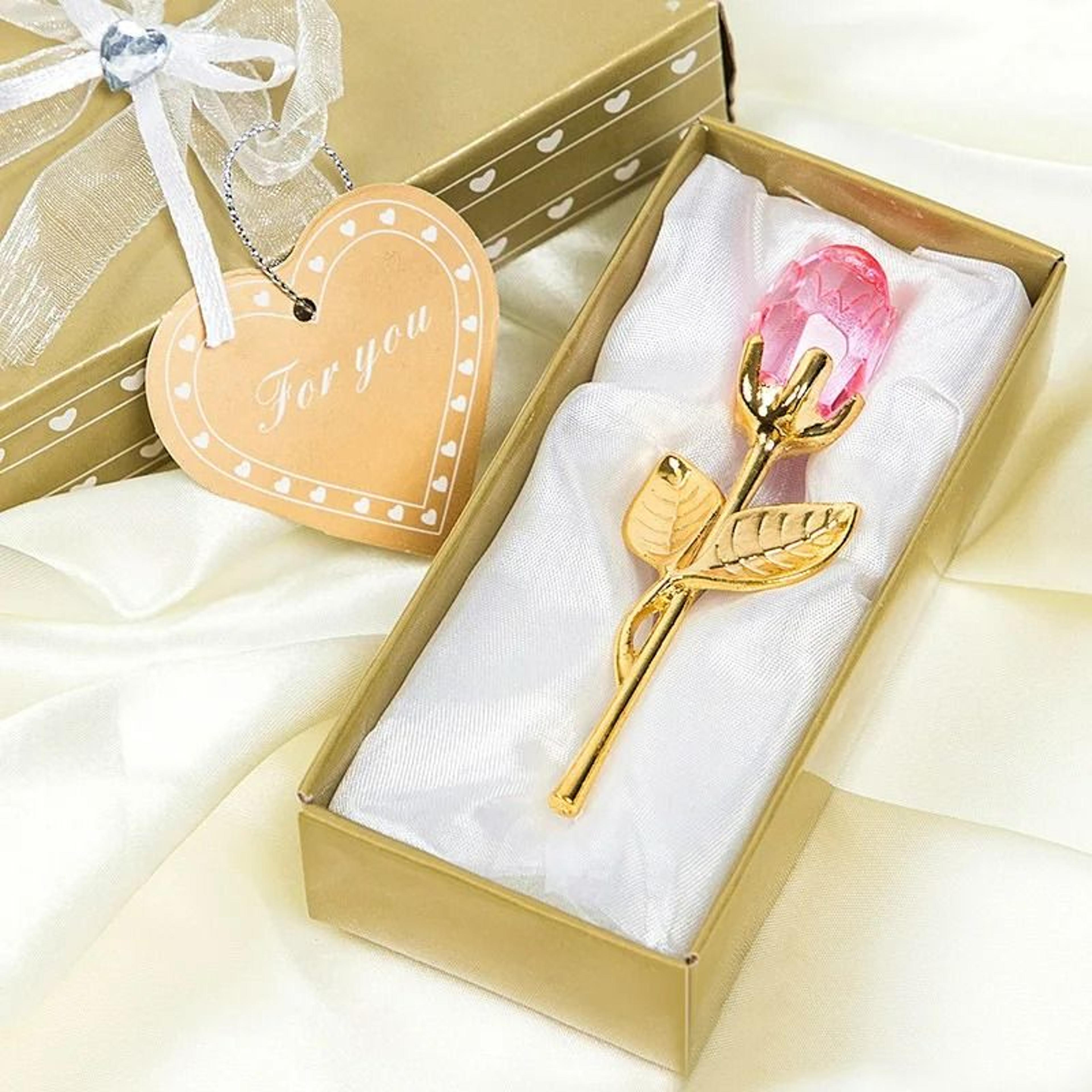 Crystal Rose Artificial Flower  Metallic Stem Craft 1