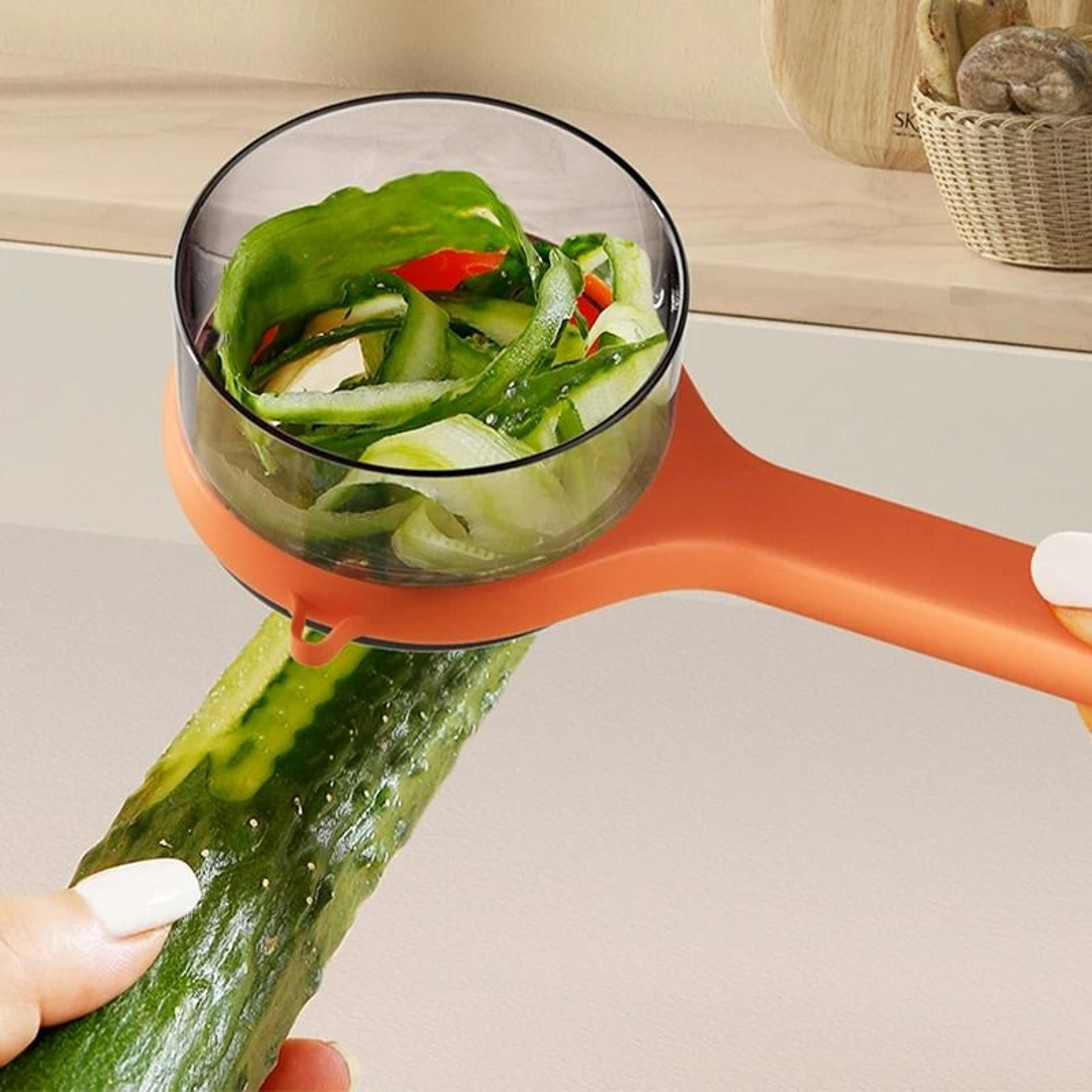 SplashPrevention Fruit Peeler With Storage Bucket 2