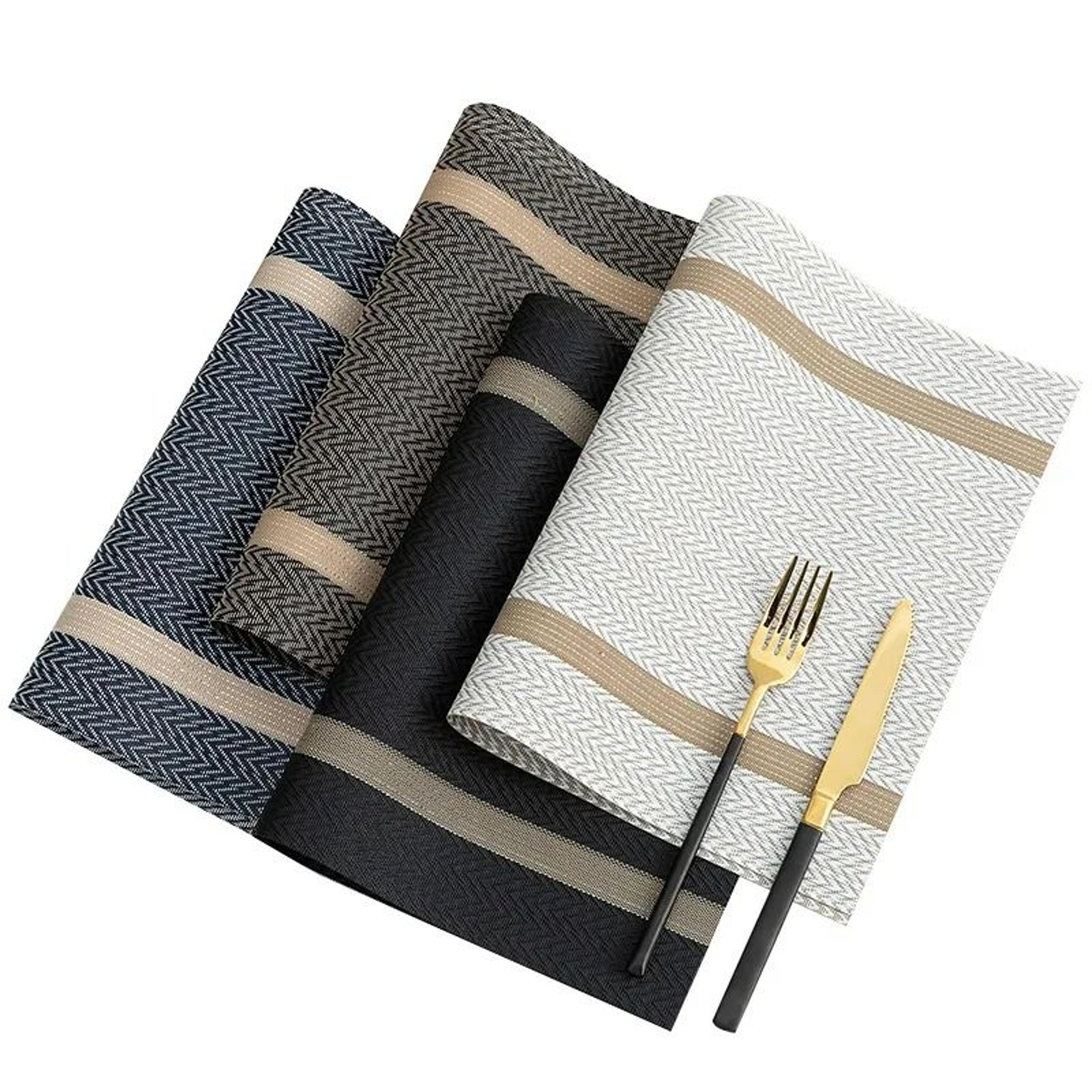 Striped Woven PVC Waterproof Placemat  Table Mat 1