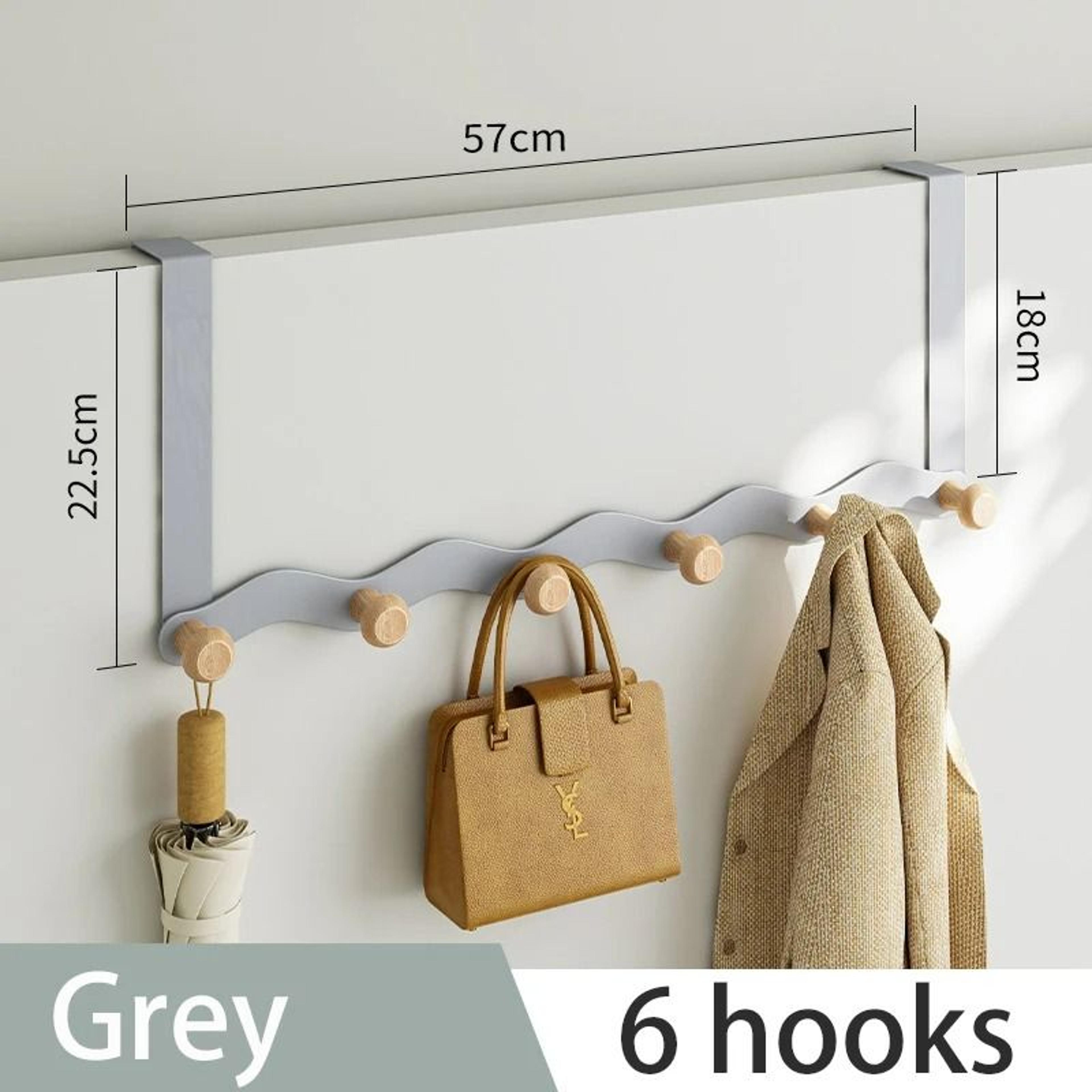 WaveShape OvertheDoor Iron  Raw Wood Organizer Rack 15
