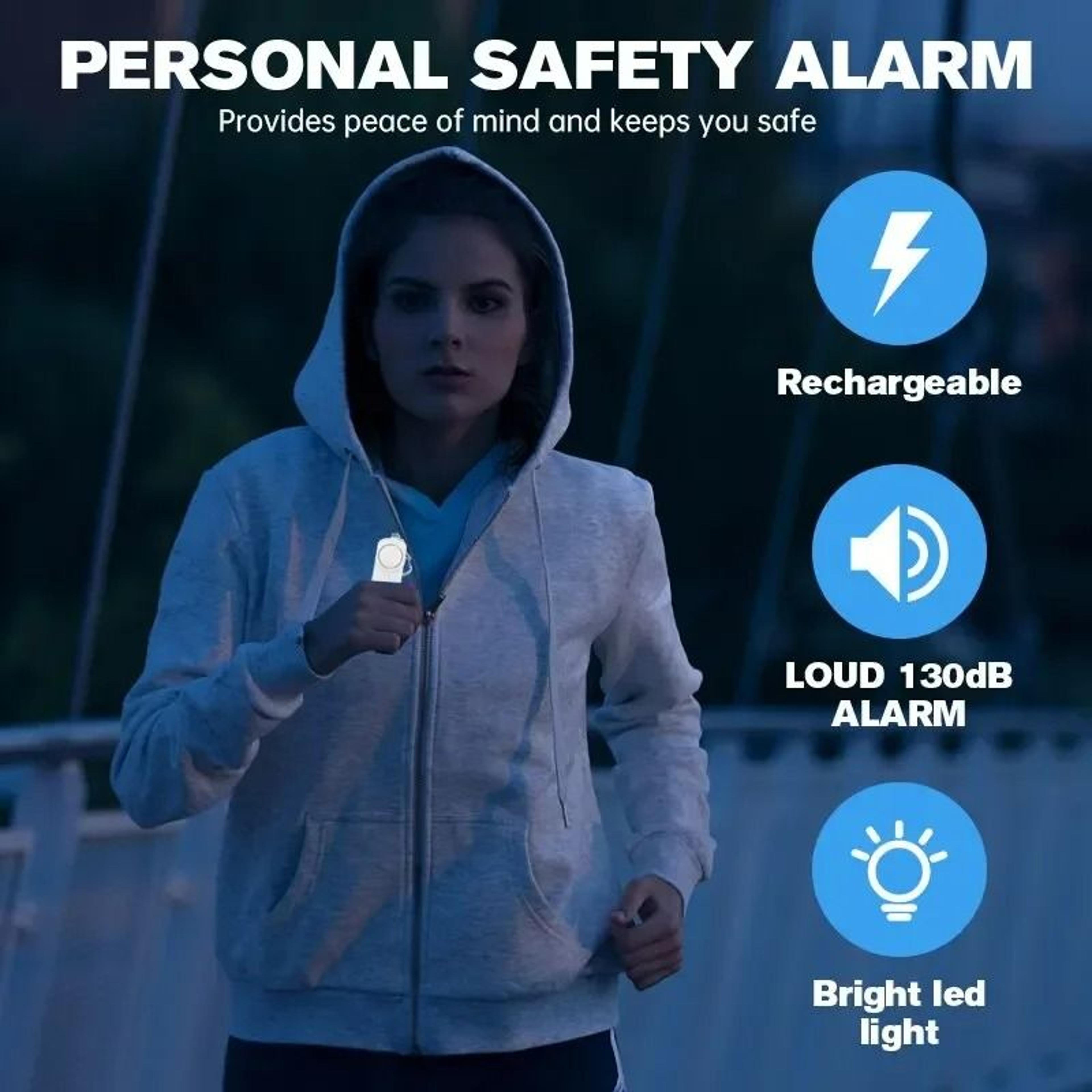 130dB Personal Security Alarm With LED Flashlight 2