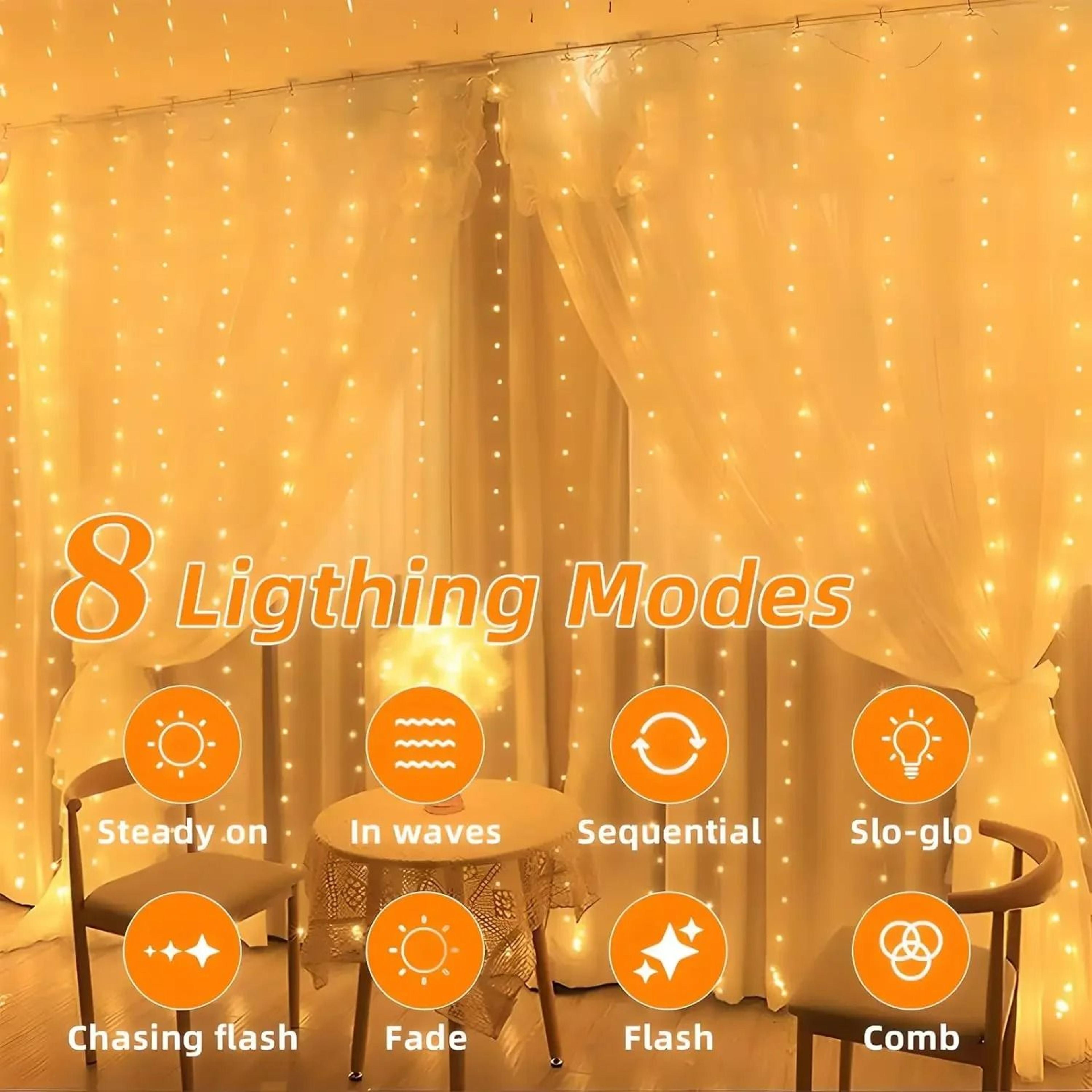 LED Solar Courtyard Curtain Lights 8 Modes 2