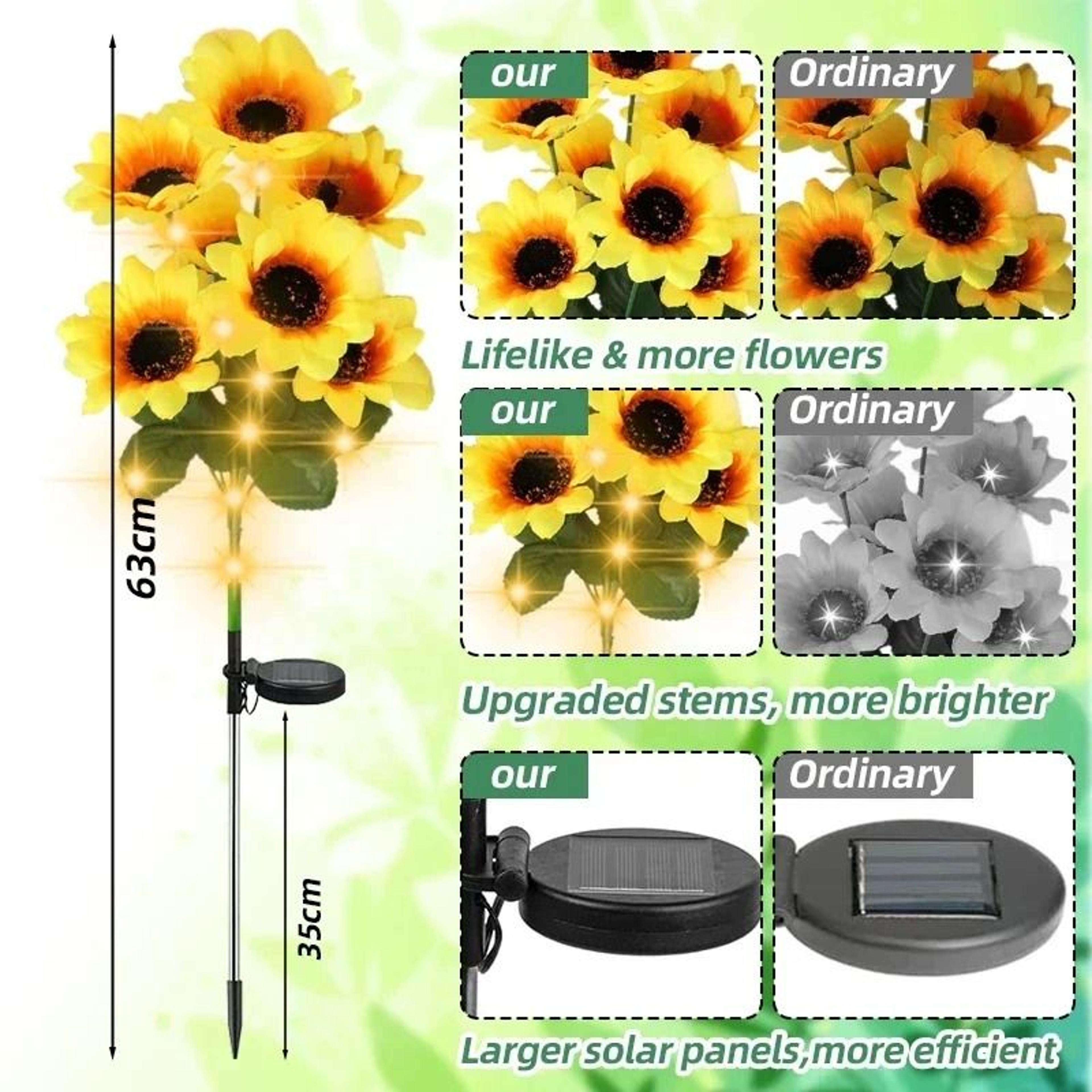 Realistic 7Head LED Solar Sunflower Stake Light 1