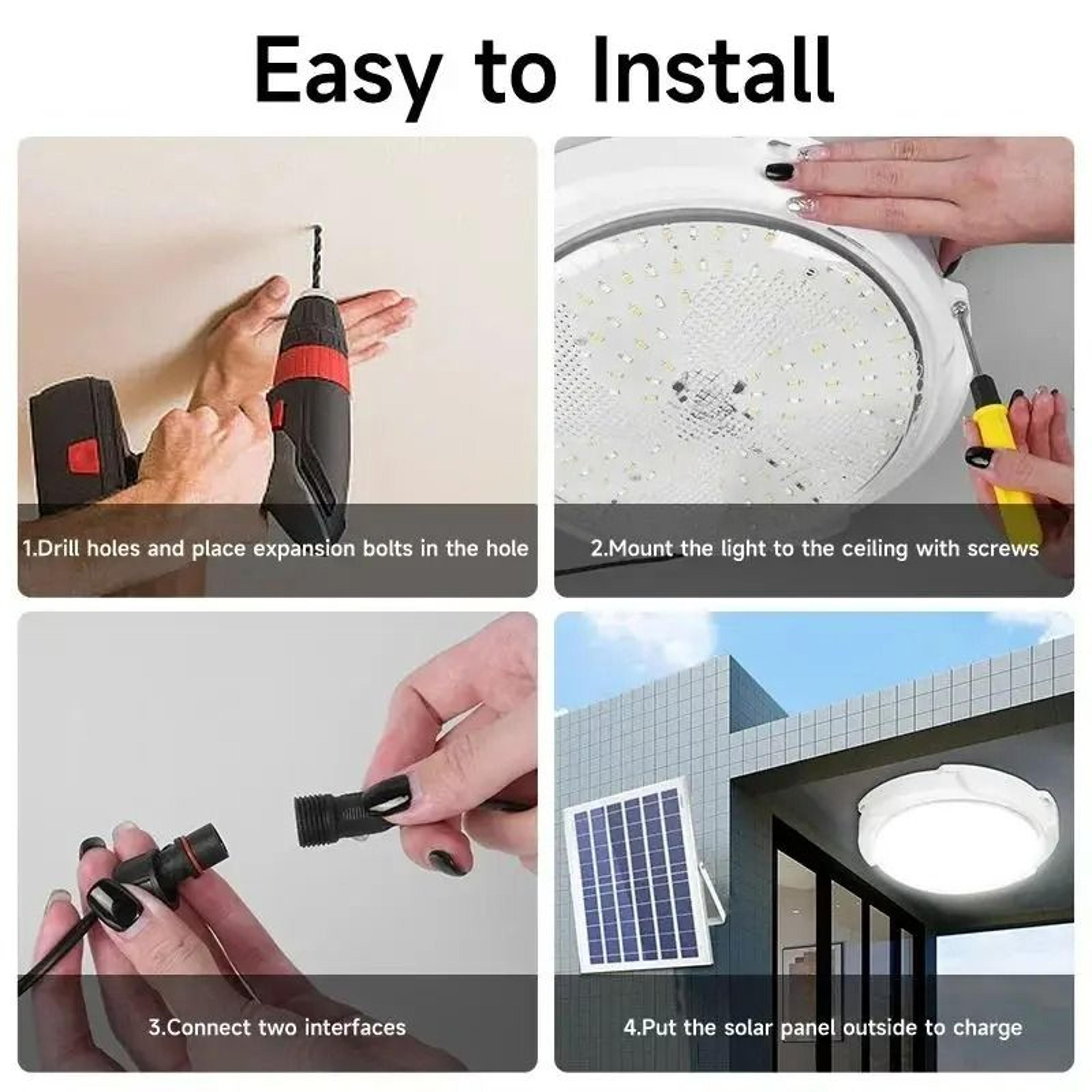 Waterproof LED Solar Ceiling Light with Remote Control 2