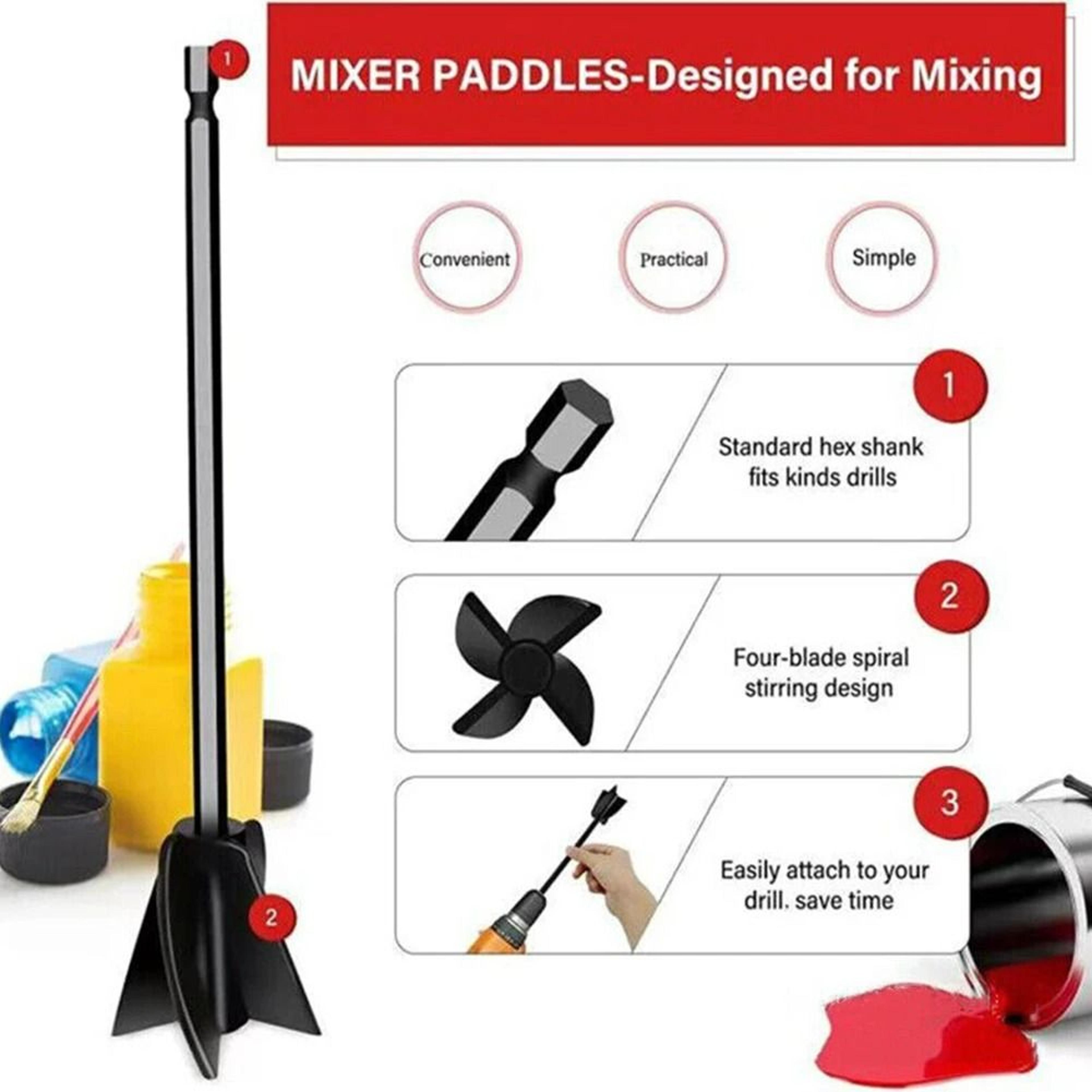 Epoxy  Paint Mixer Drill Attachment Paddle 1