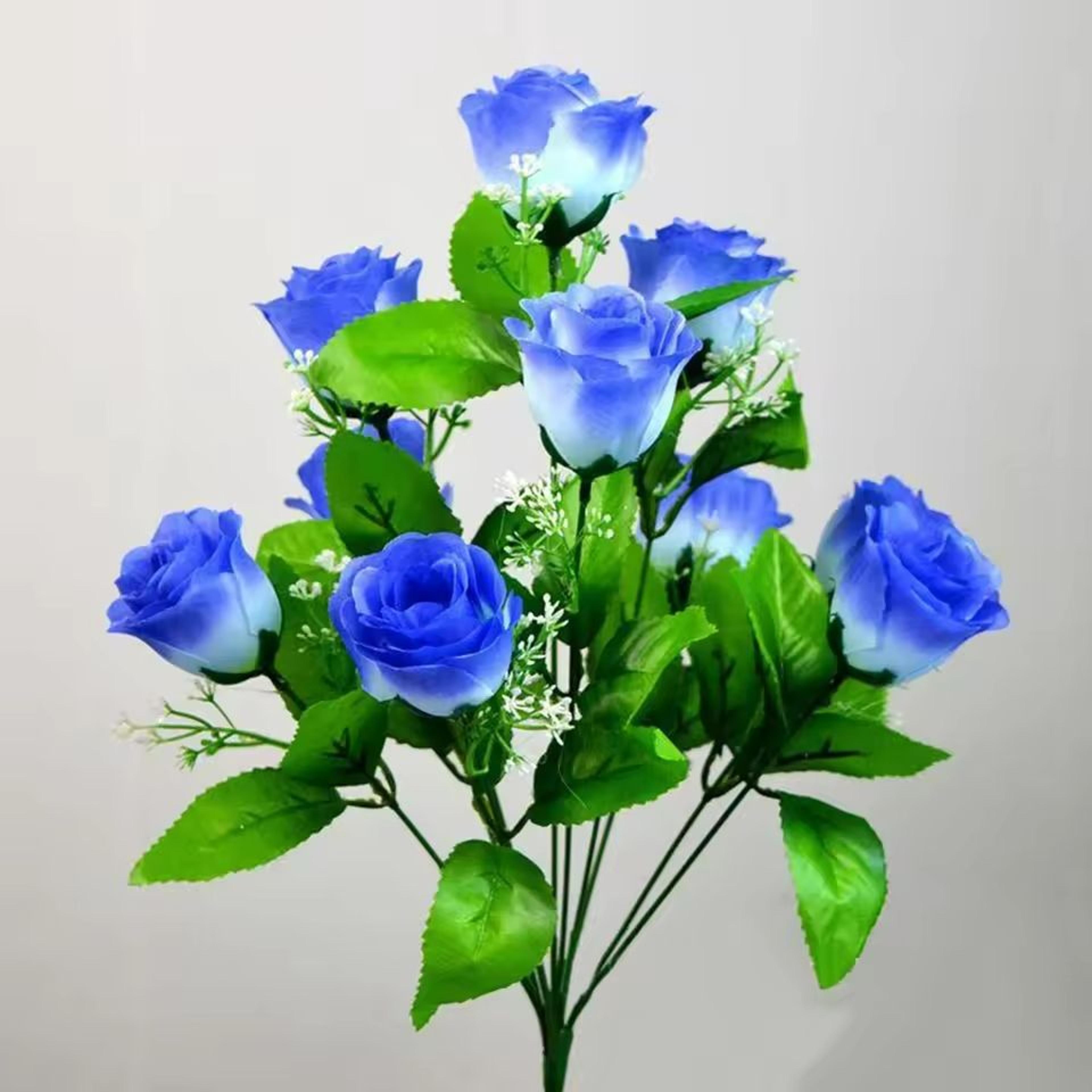 10Head Silk Rose Bud Artificial Bridal Bouquet 2