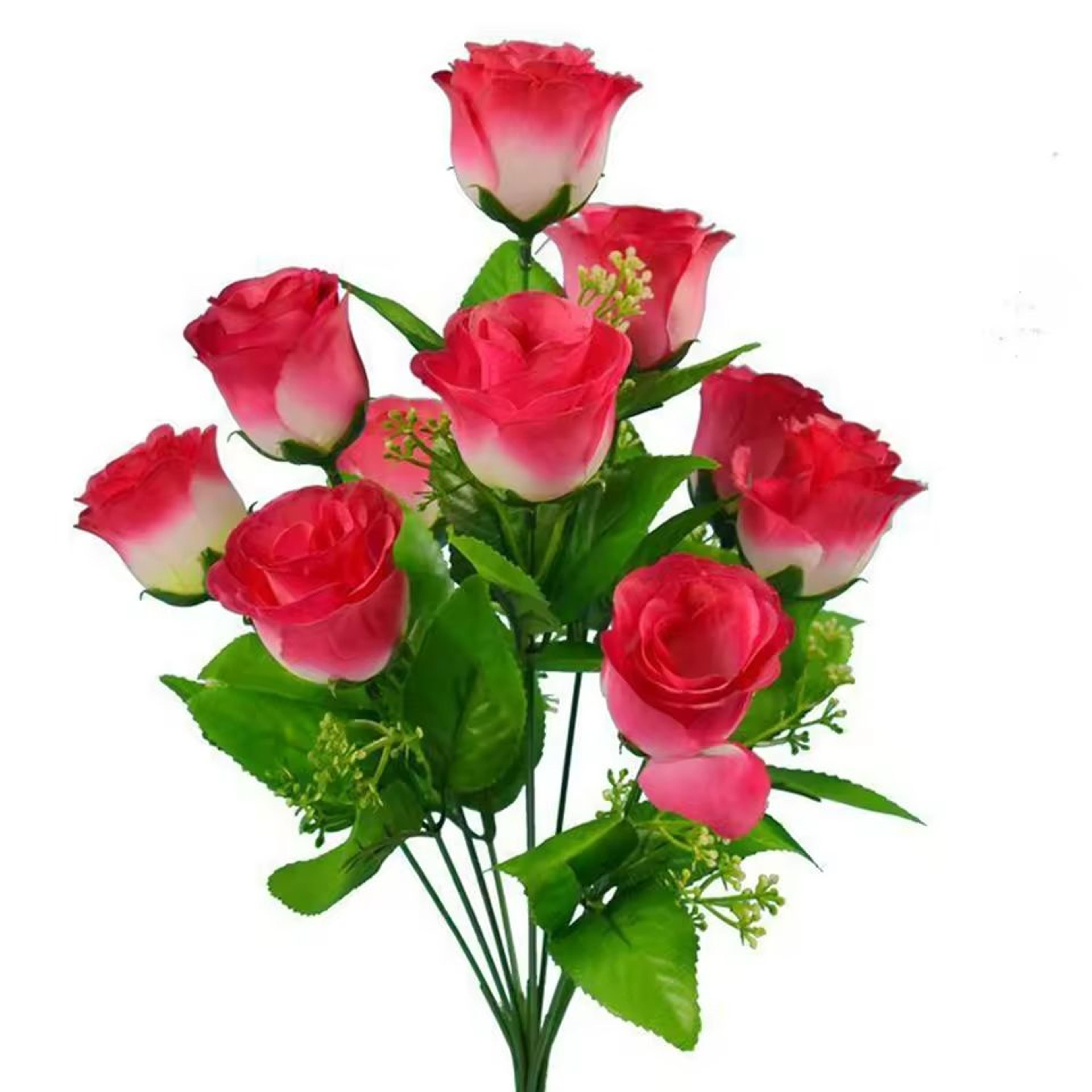 10Head Silk Rose Bud Artificial Bridal Bouquet 10