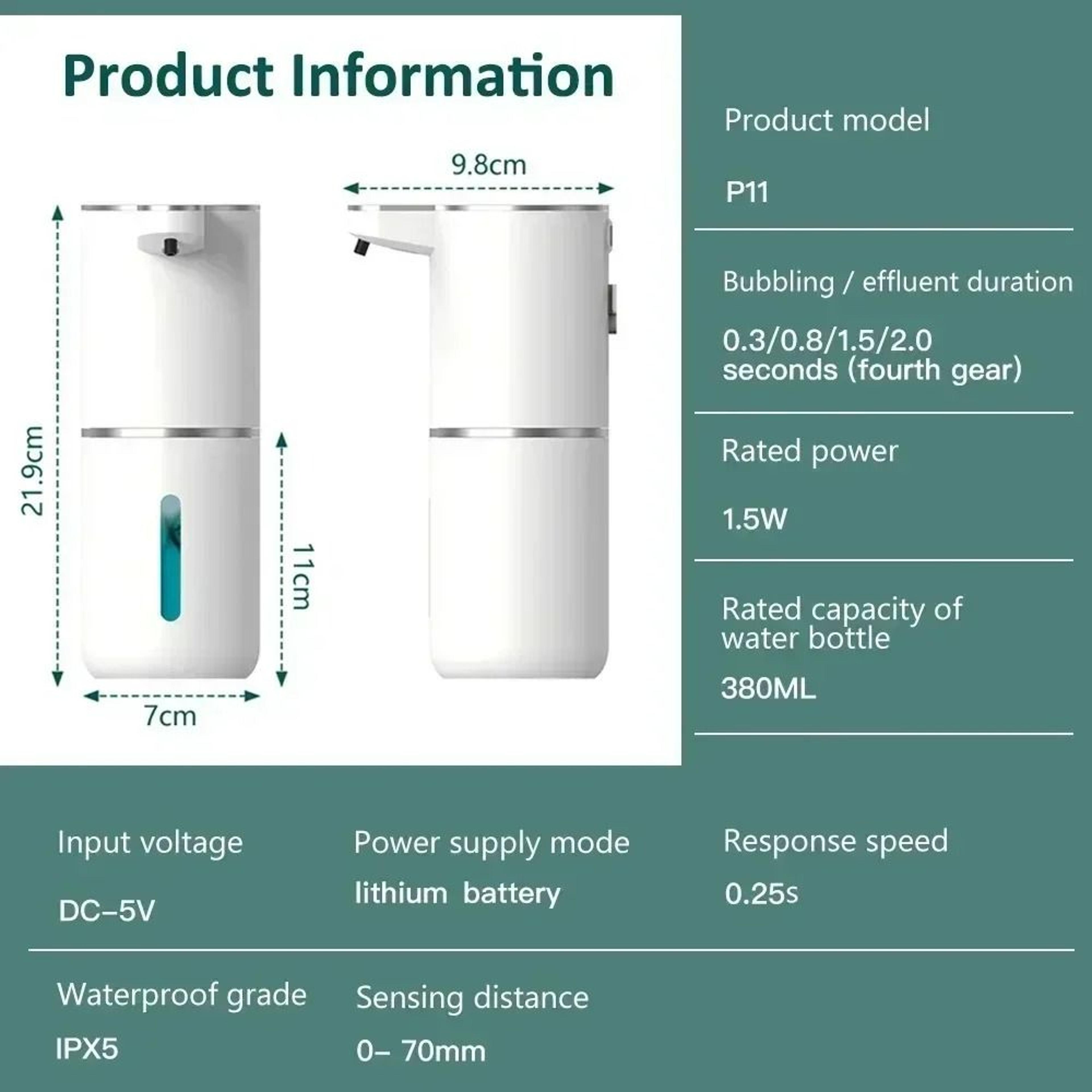 Automatic Foam Soap P11 Dispenser Smart Hand Washer 5