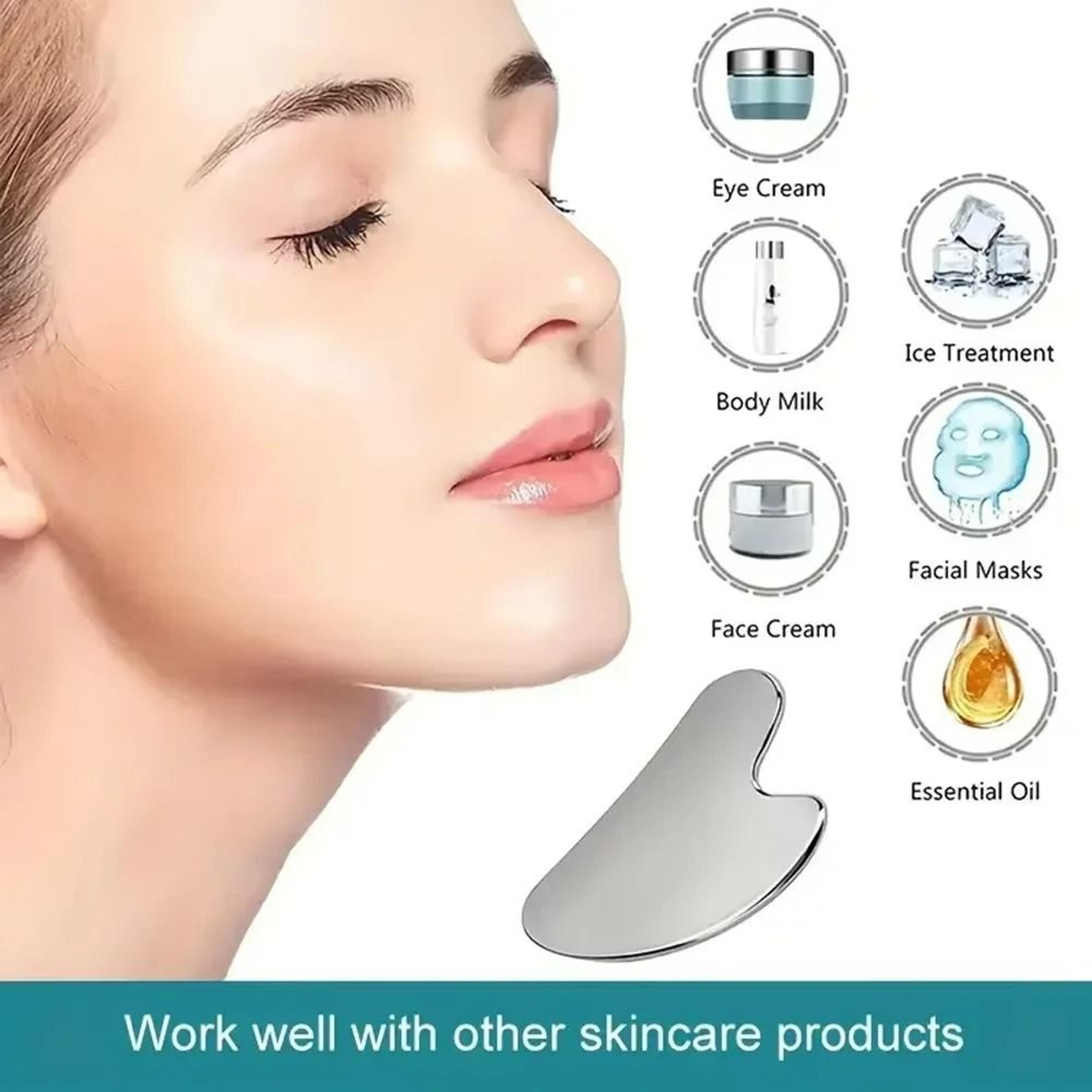Stainless Steel Ice Facial Roller And Gua Sha Set 3Piece 3