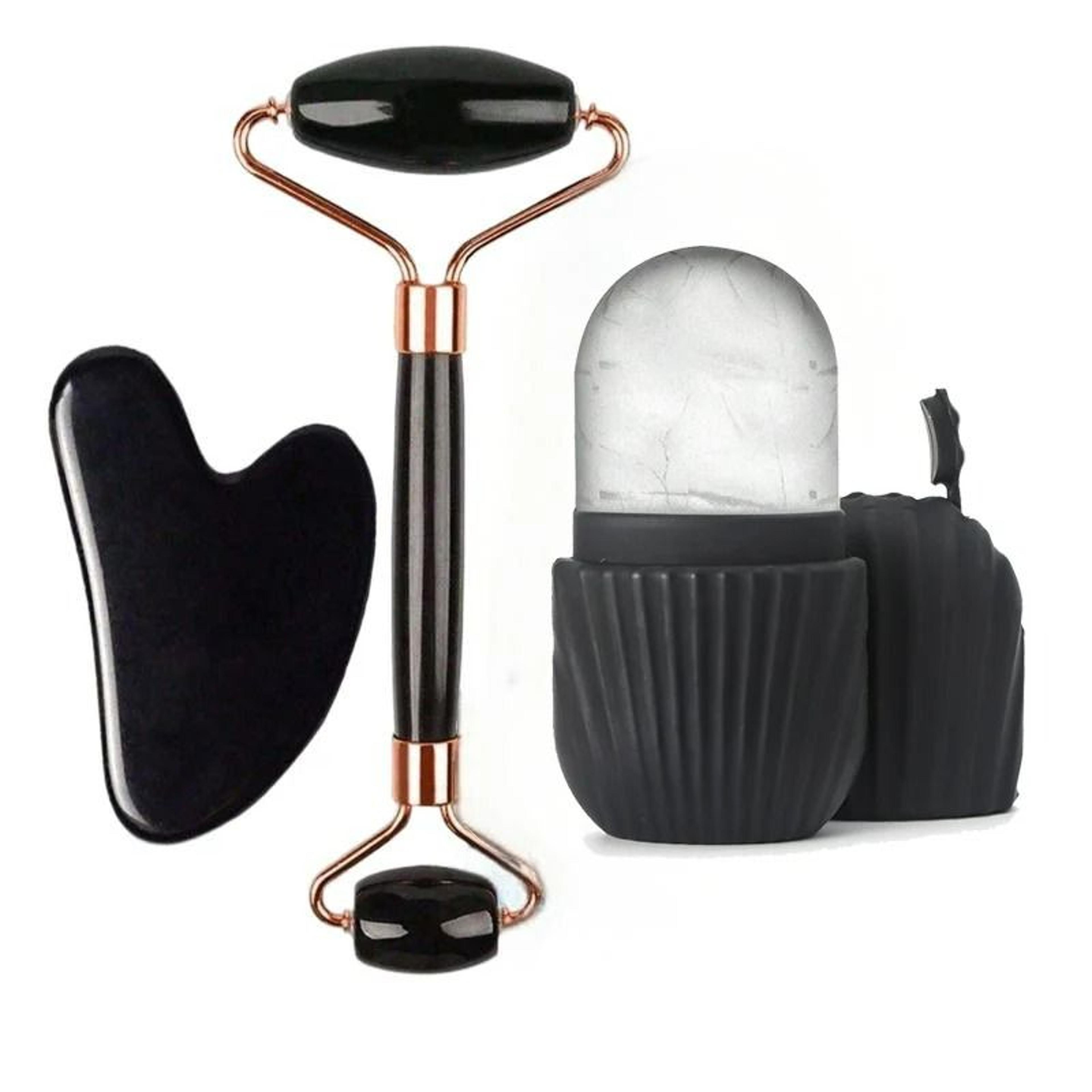 3-piece ice facial roller and gua sha tool set
