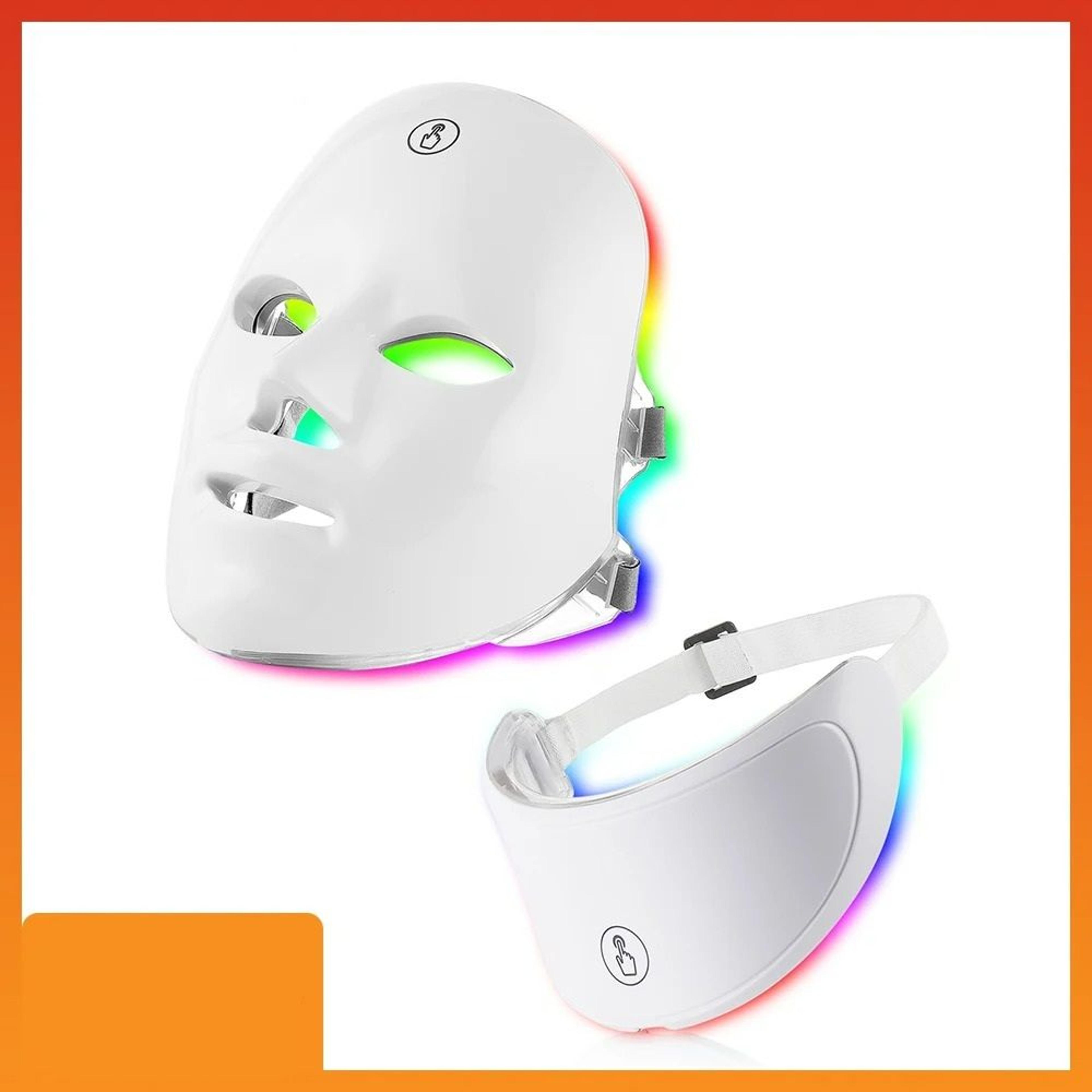 7-color led facial & neck light therapy mask set