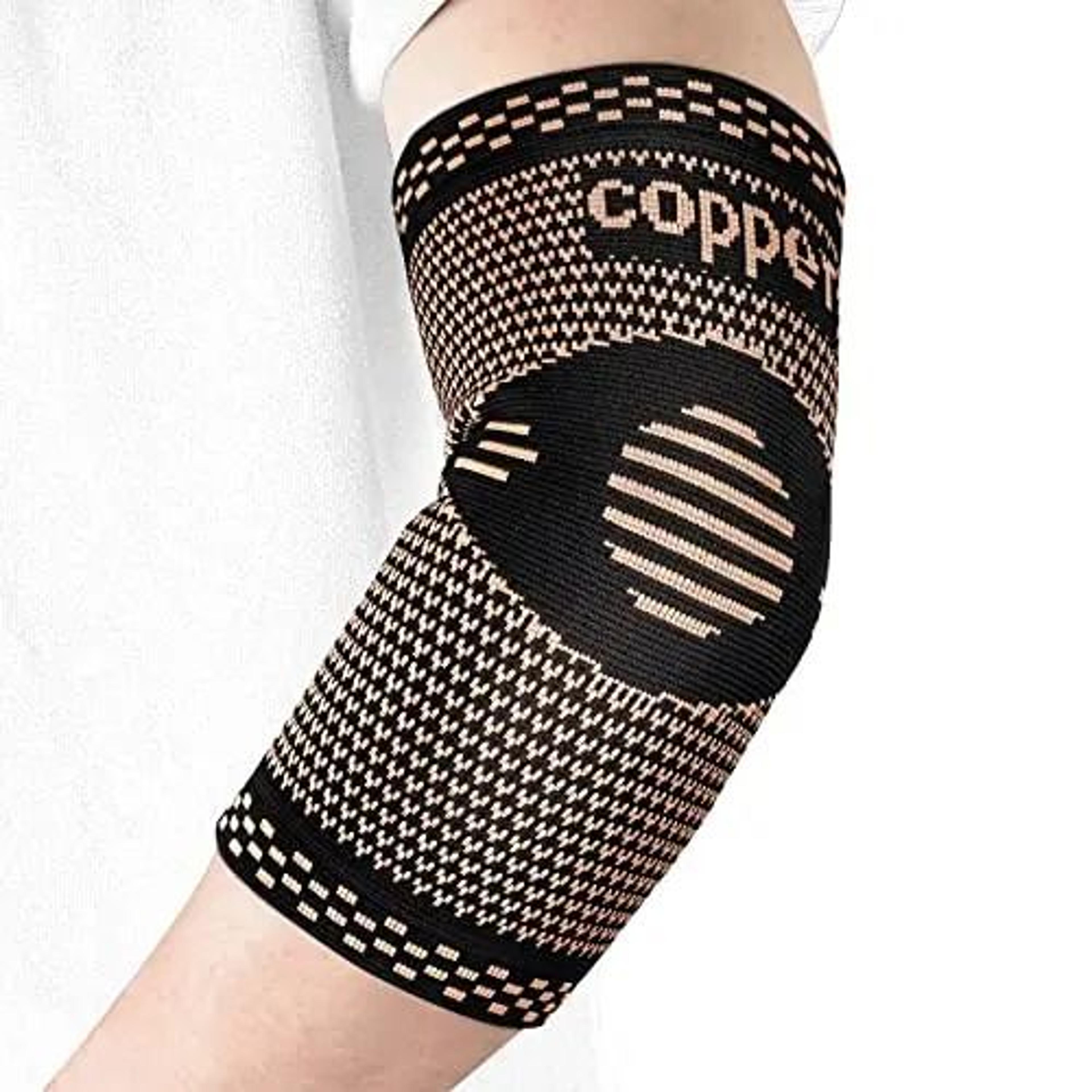 copper joint compression sleeve and tennis elbow relief support