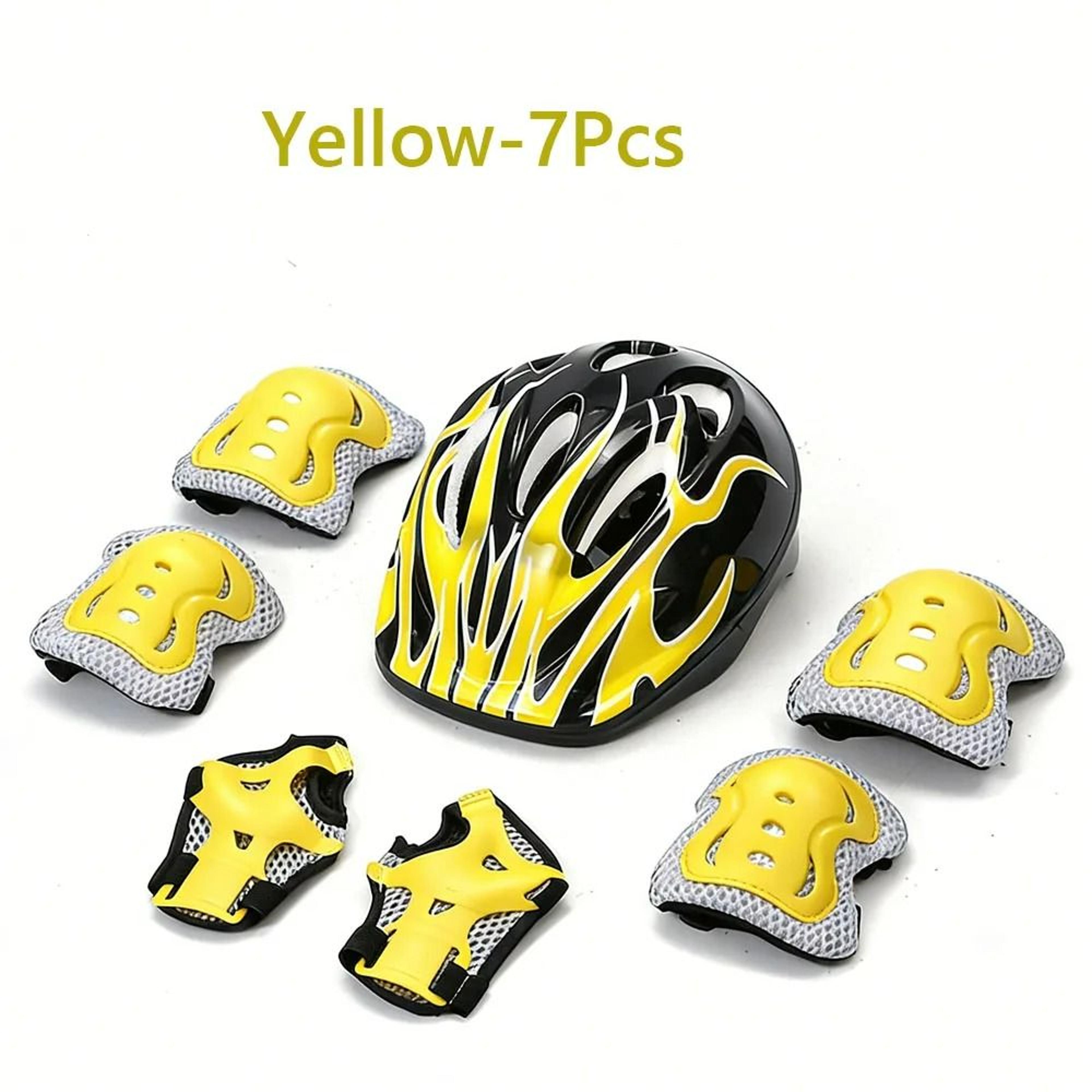 Kids 7in1 Skating Protective Gear Set With Helmet 7