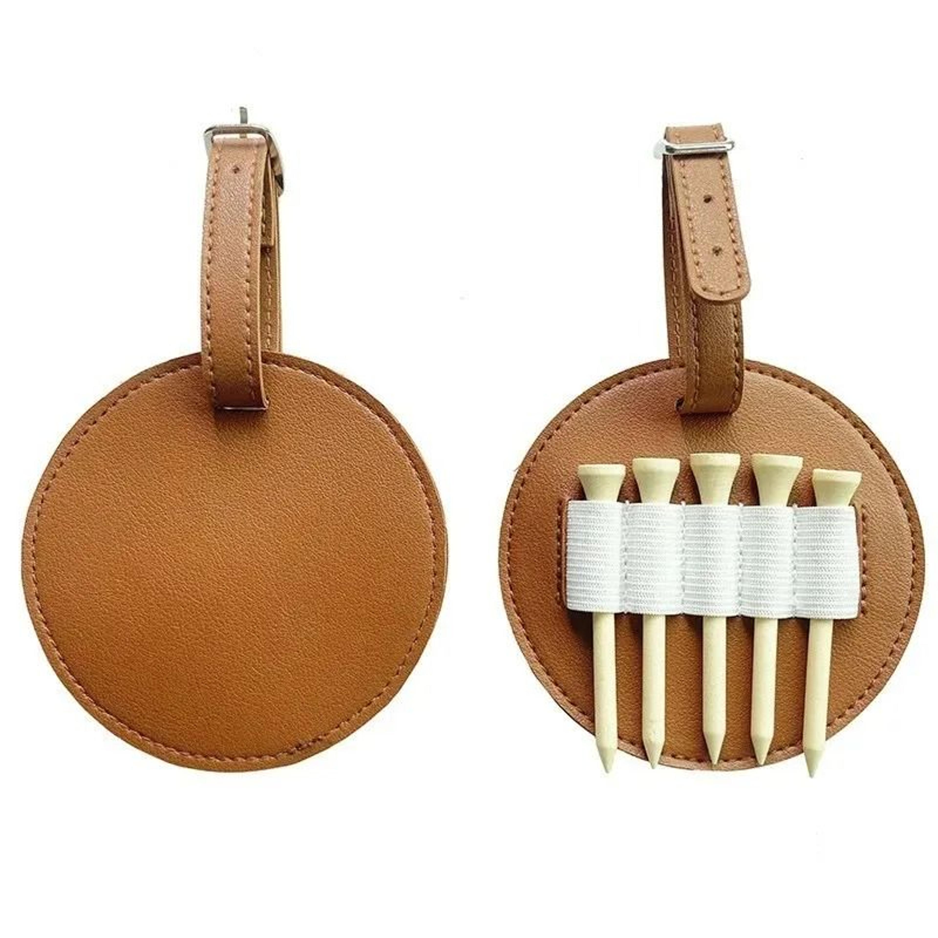 Round Leather Golf Ball  Tee Storage Bag 4