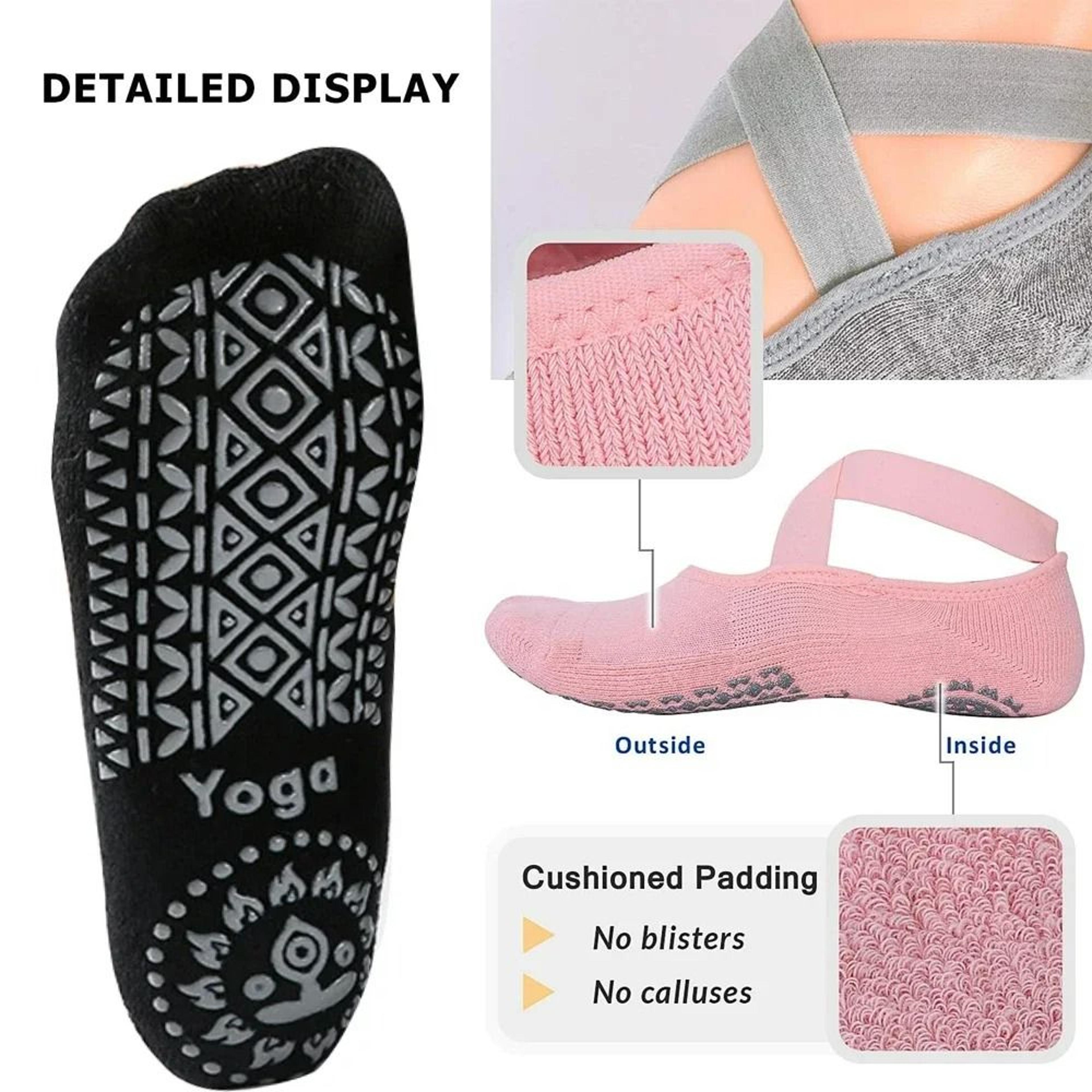 NonSlip Yoga  Pilates Socks With Ballet Straps 3