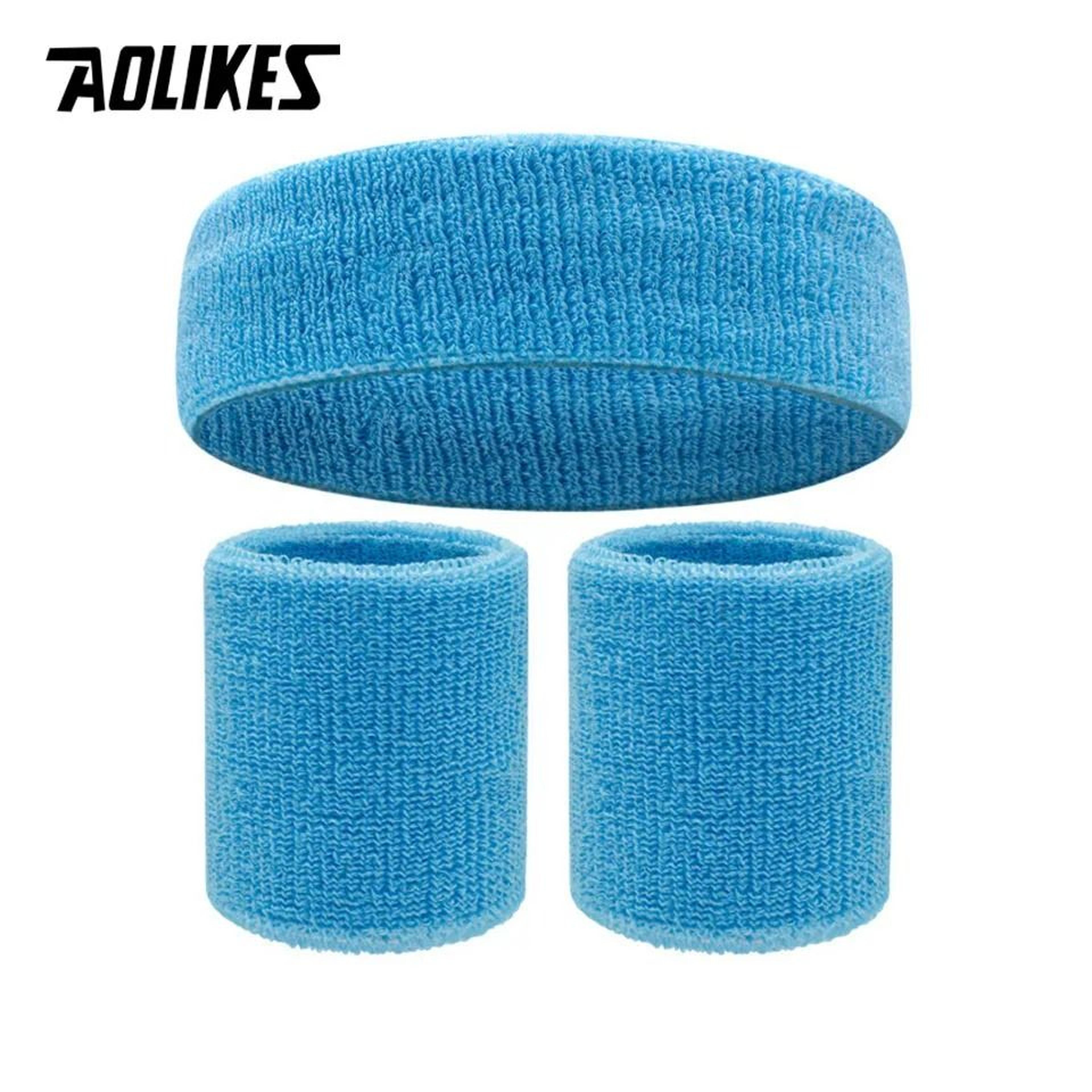 Premium Terry Cloth Sports Headband And Wristband Set 18