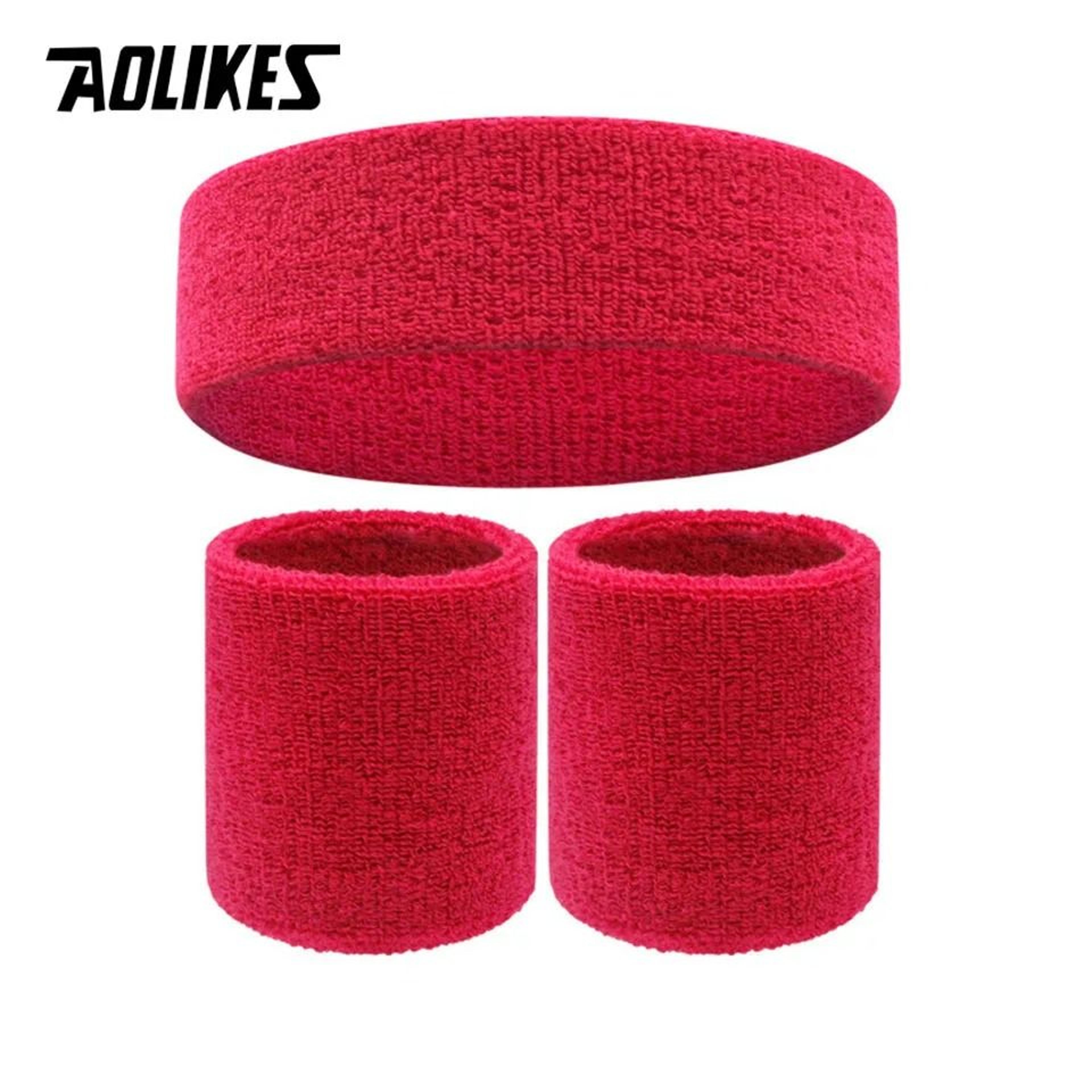 Premium Terry Cloth Sports Headband And Wristband Set 19