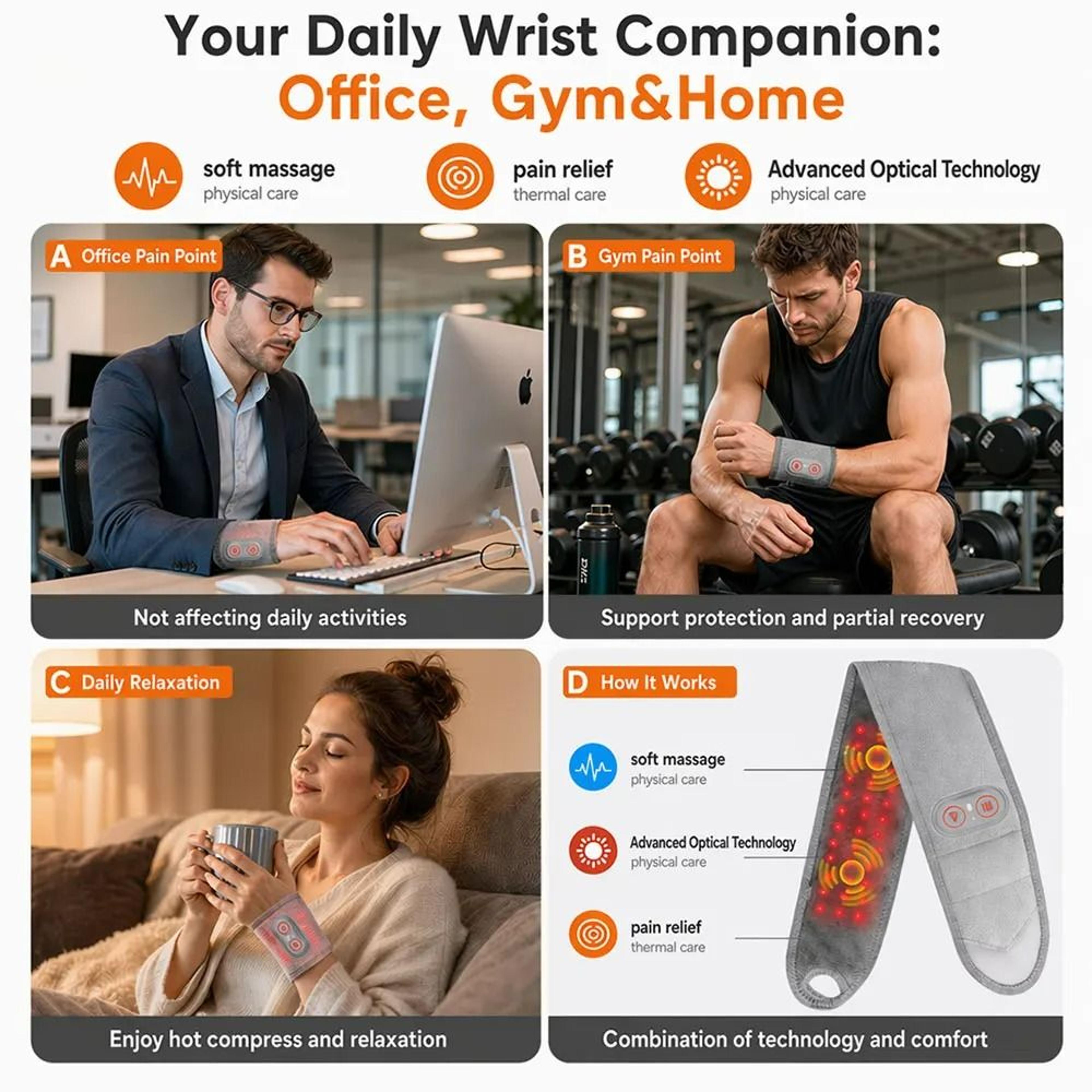 Infrared Heated Wrist Wrap With Red Light Therapy  Vibration Massage 6
