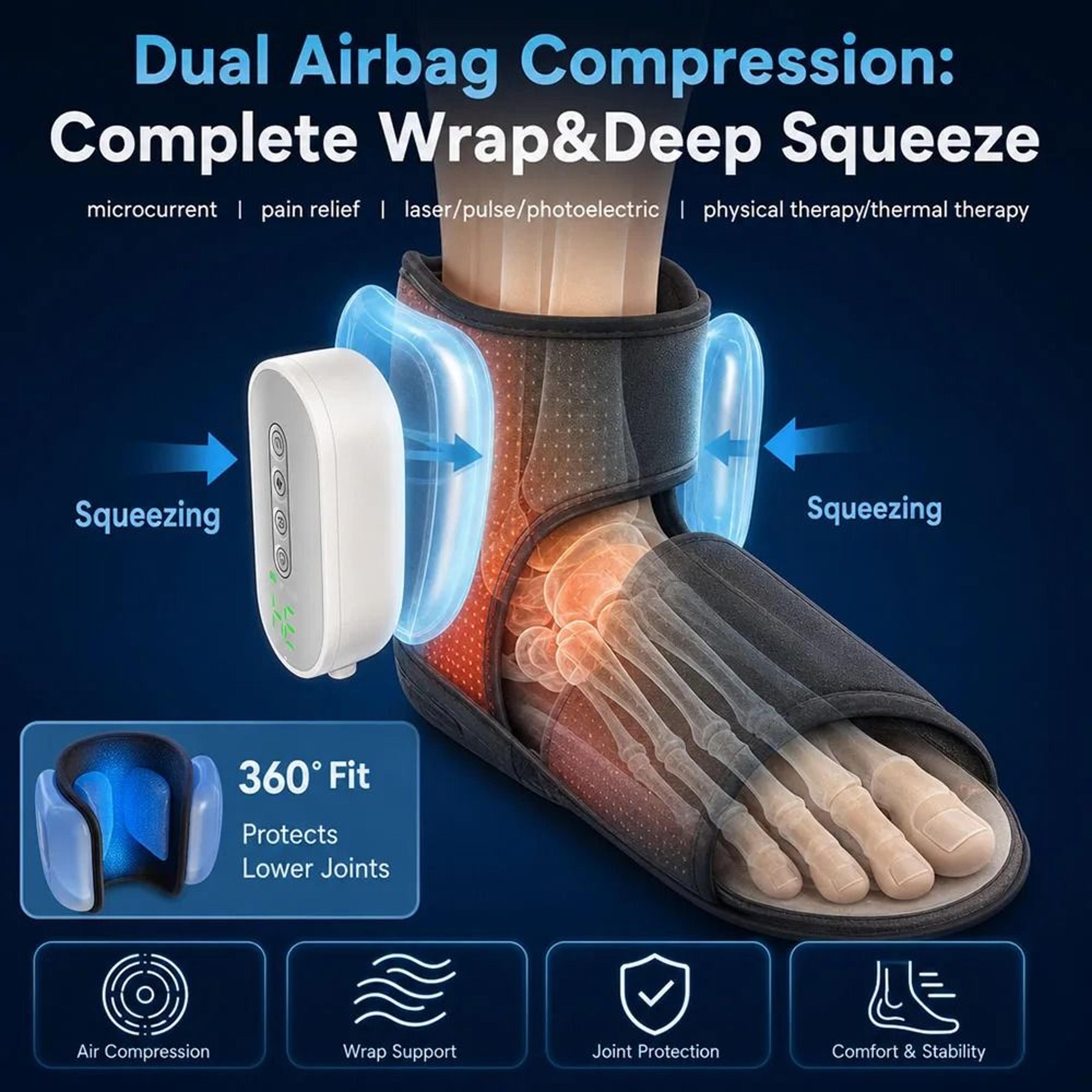 Electric Ankle Air Compression Massager With Heated Foot Wrap 3