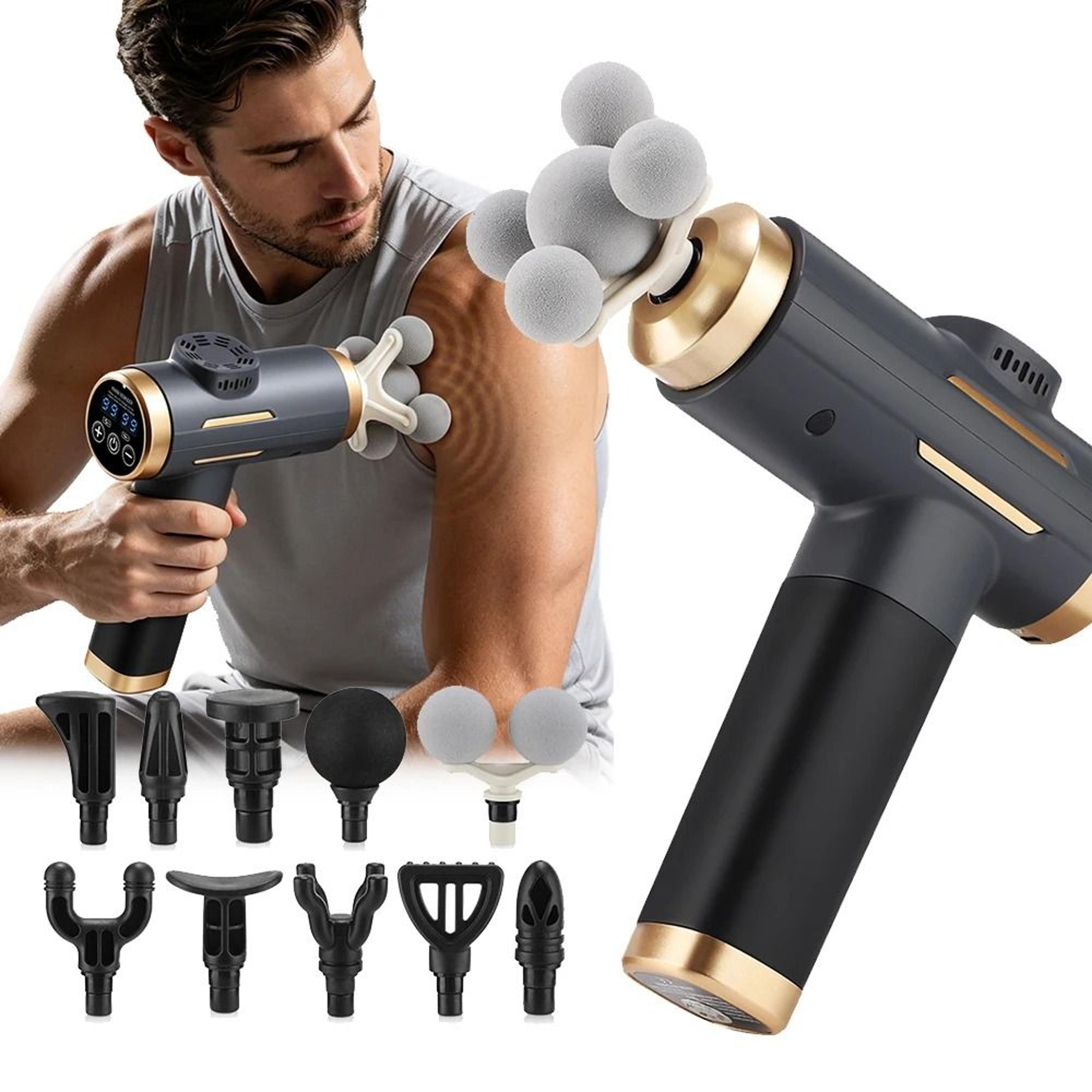 24w deep tissue percussion massage gun with 11 heads