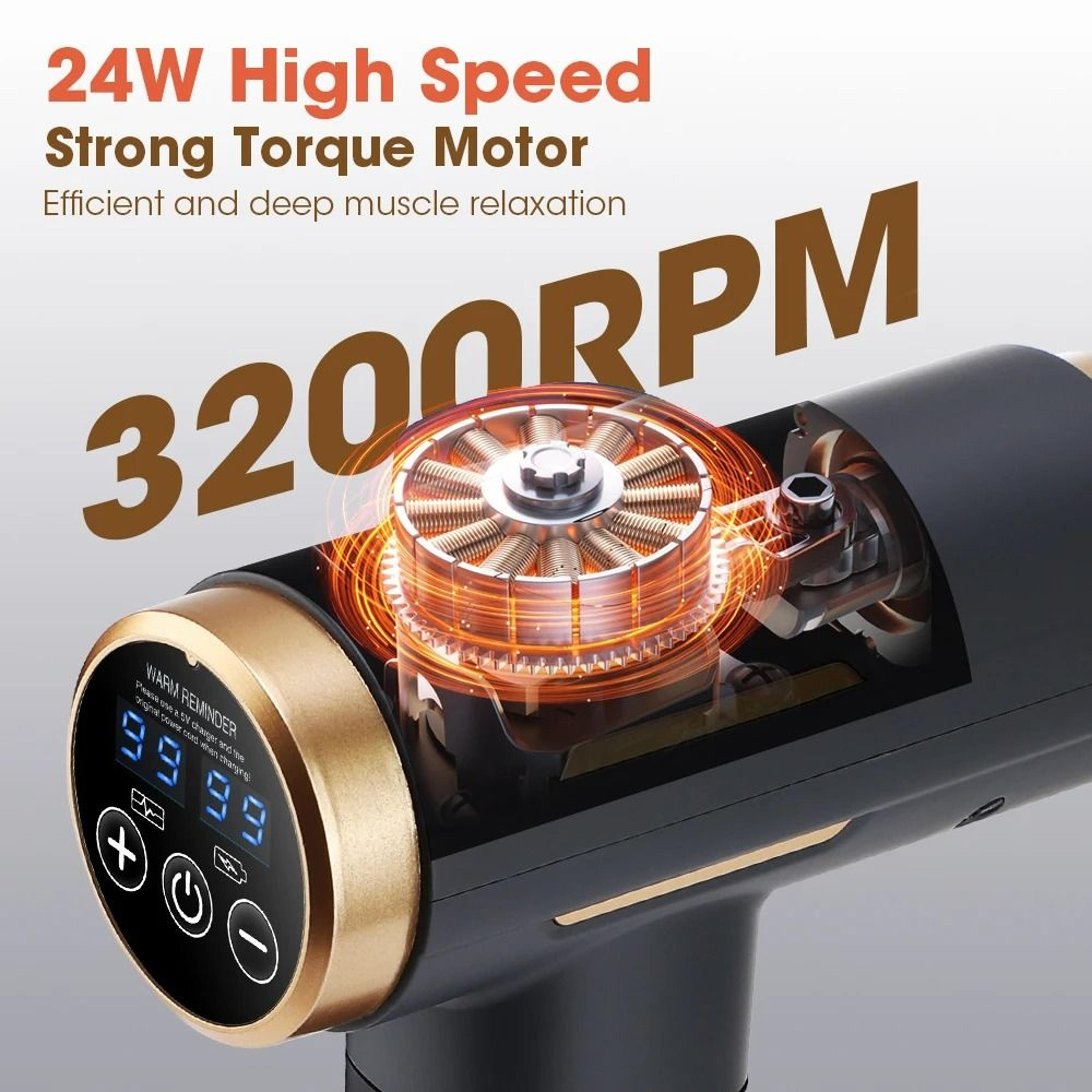 24W Deep Tissue Percussion Massage Gun With 11 Heads 3