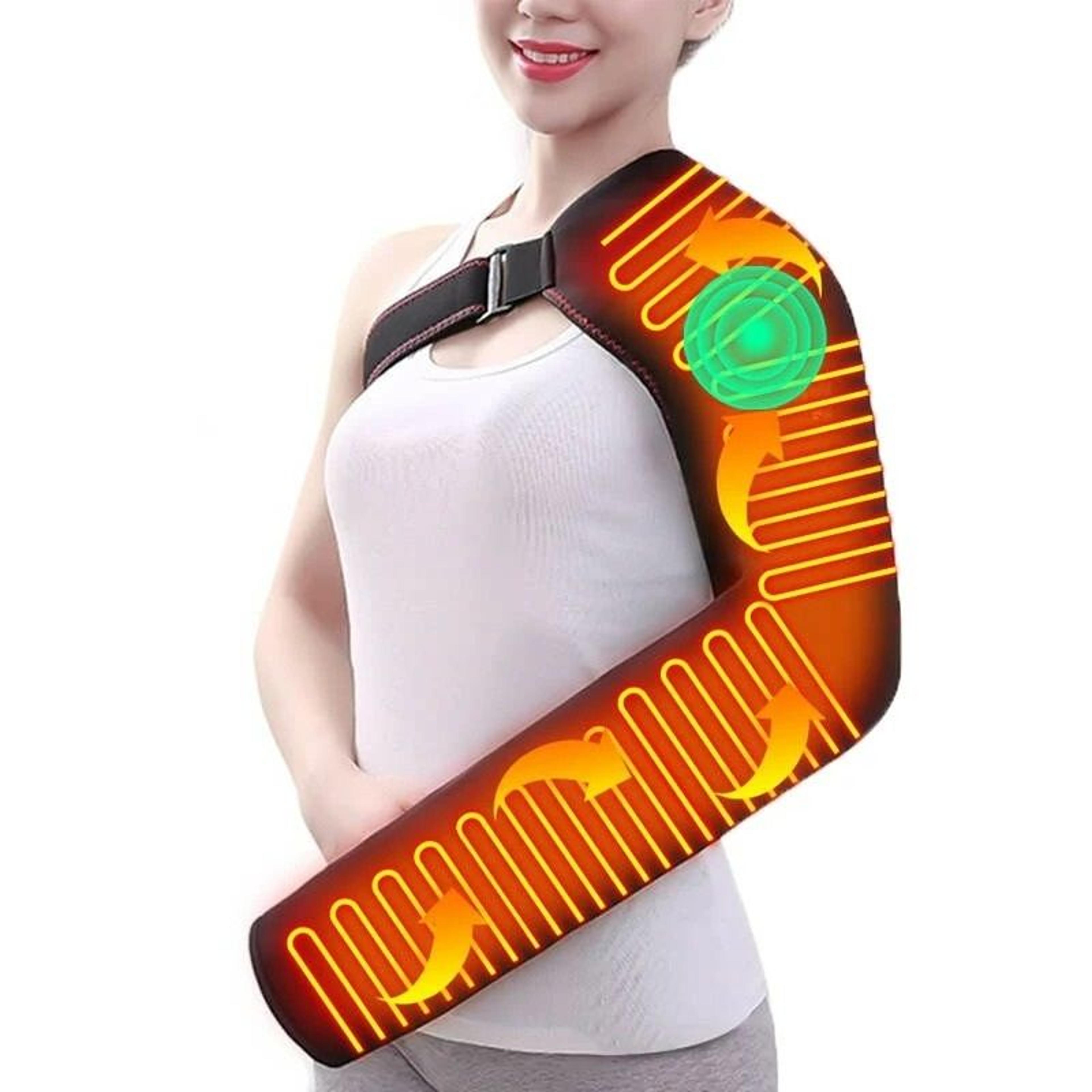 long arm heating & massage support brace for shoulder, arm, elbow & wrist relief