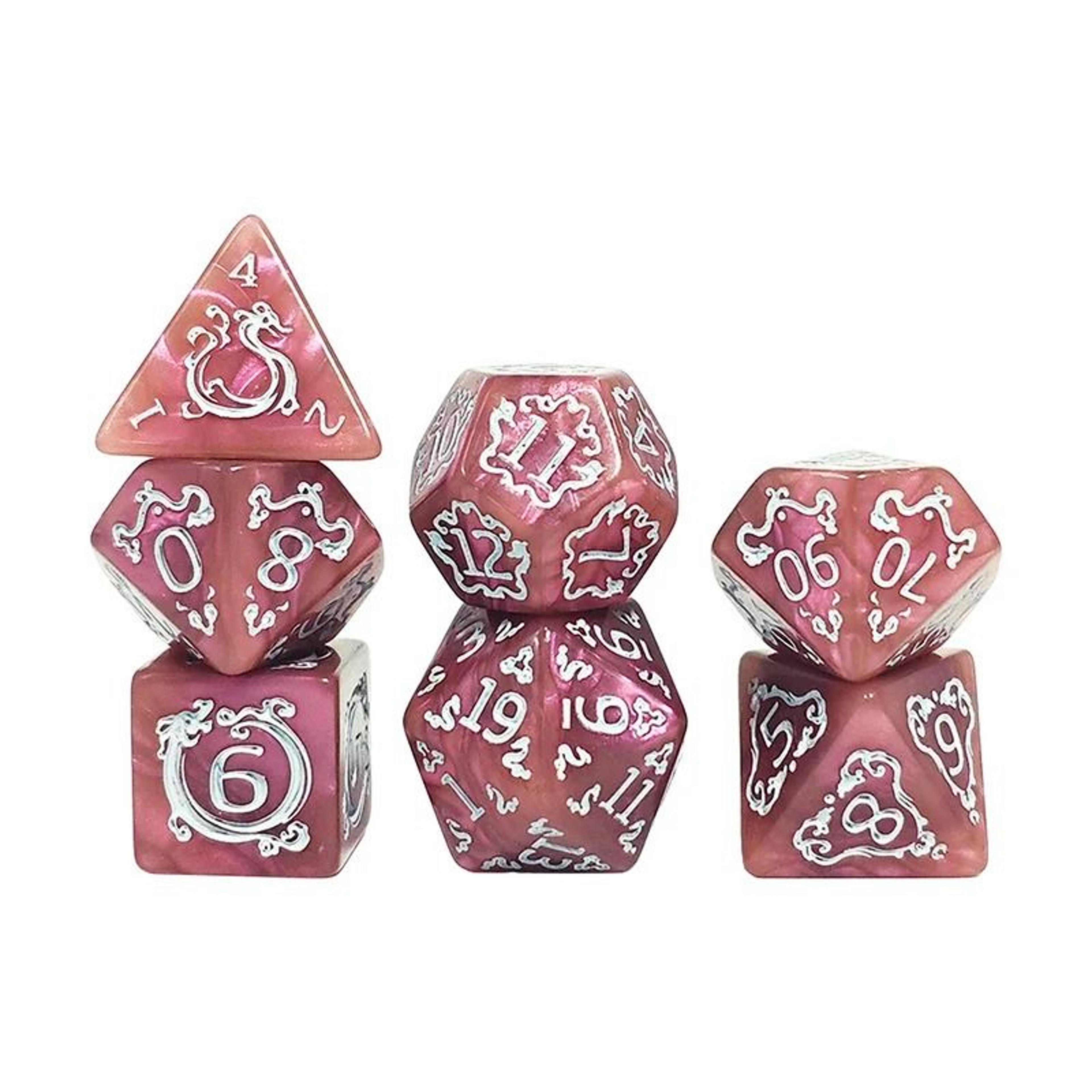 7Piece Dragon Pattern Polyhedral DND Dice Set 12