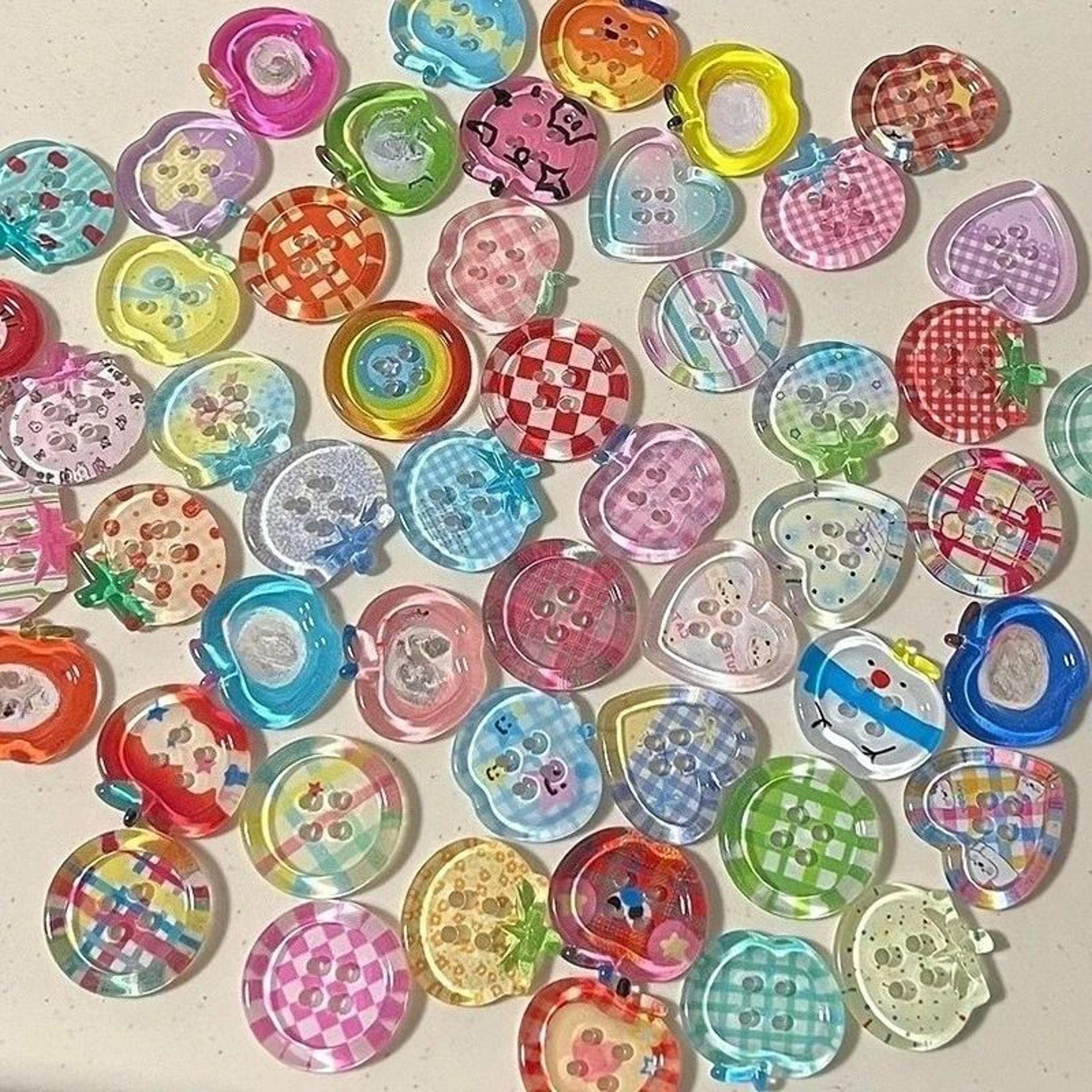 10-piece dopamine mixed colored transparent decorative craft buttons