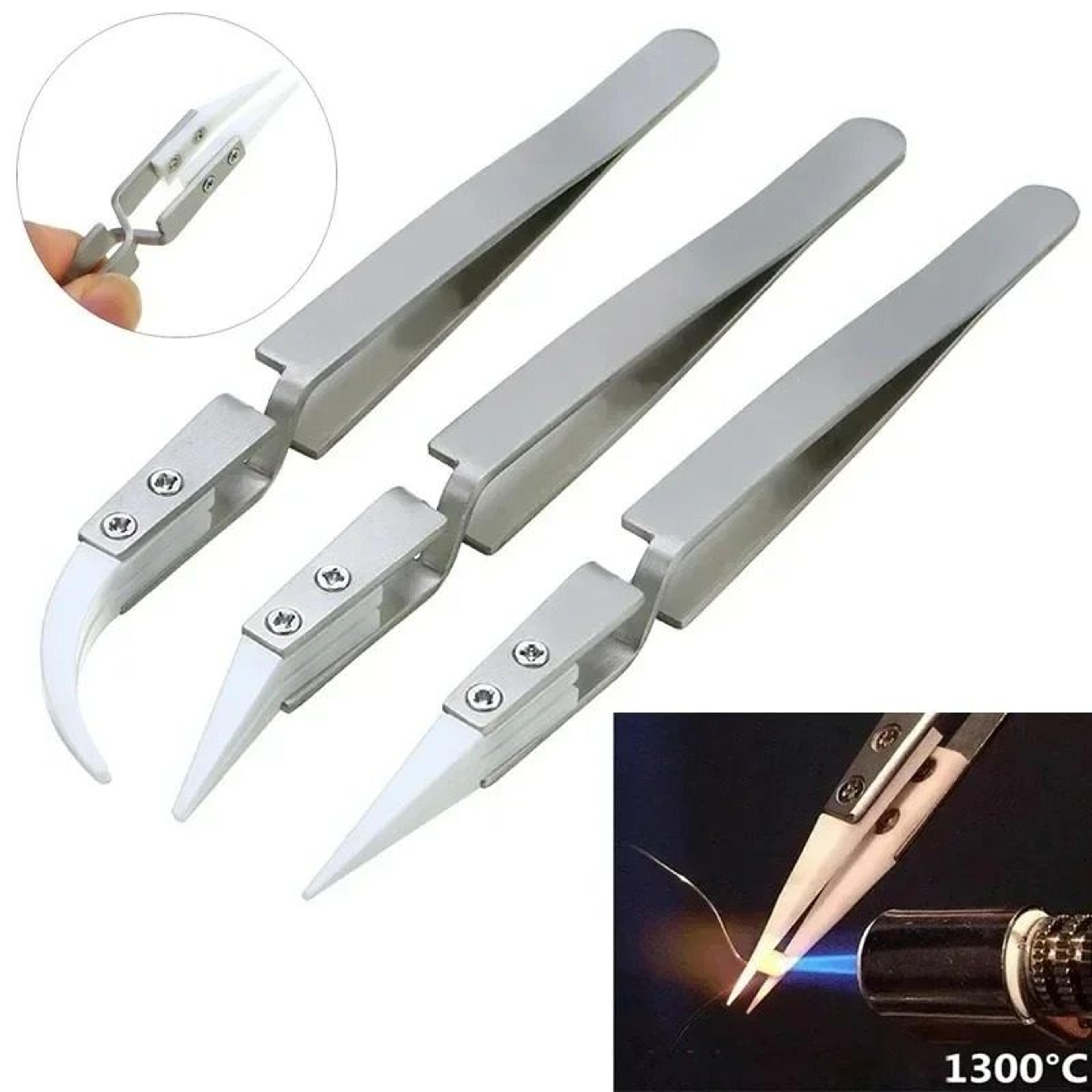 Elite 3Piece Ceramic Tip LaborSaving Reverse Soldering Tweezers 0