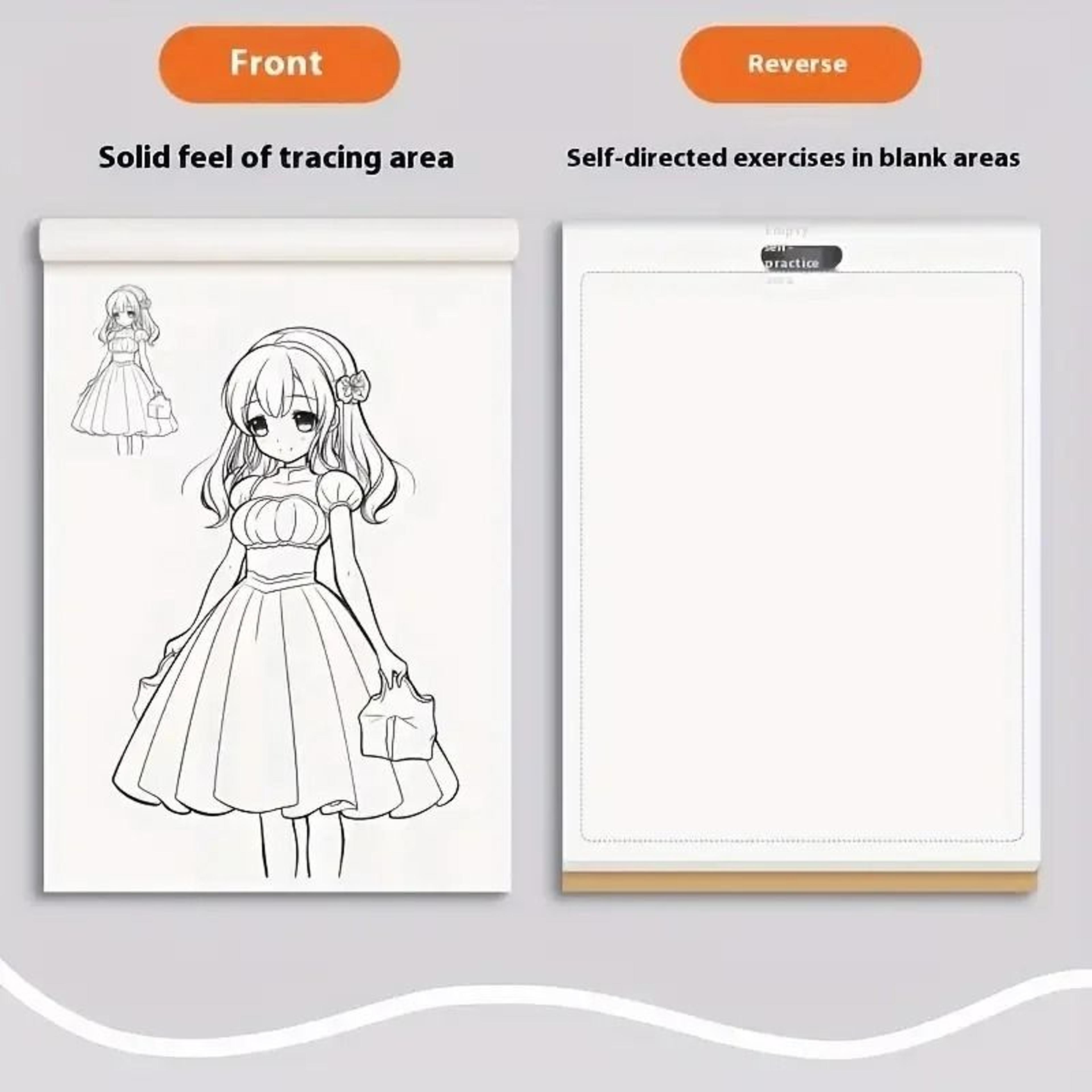 Beginner Anime Character Line Art Drawing  Tracing Book 2