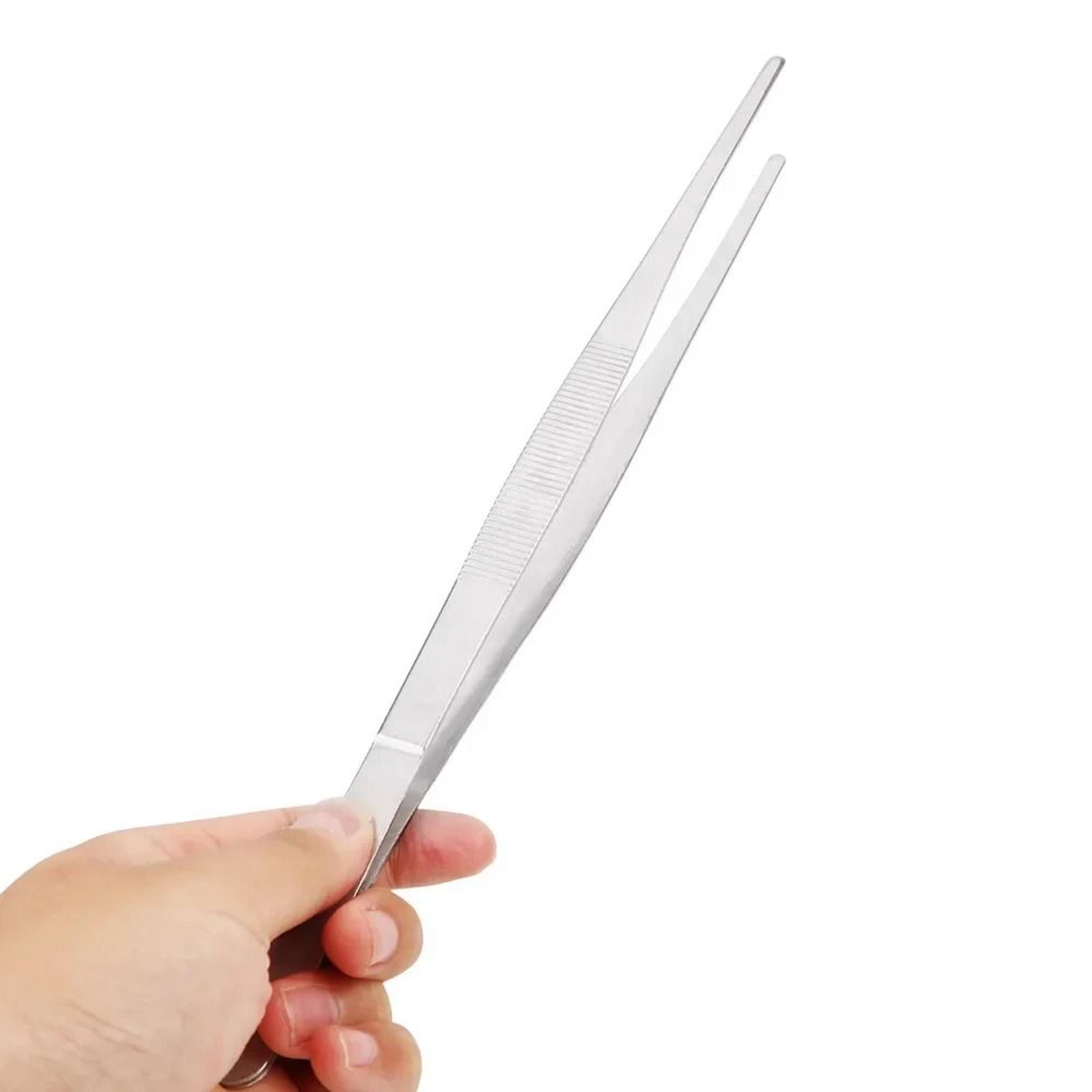 extra-long stainless steel toothed kitchen & grill tweezers