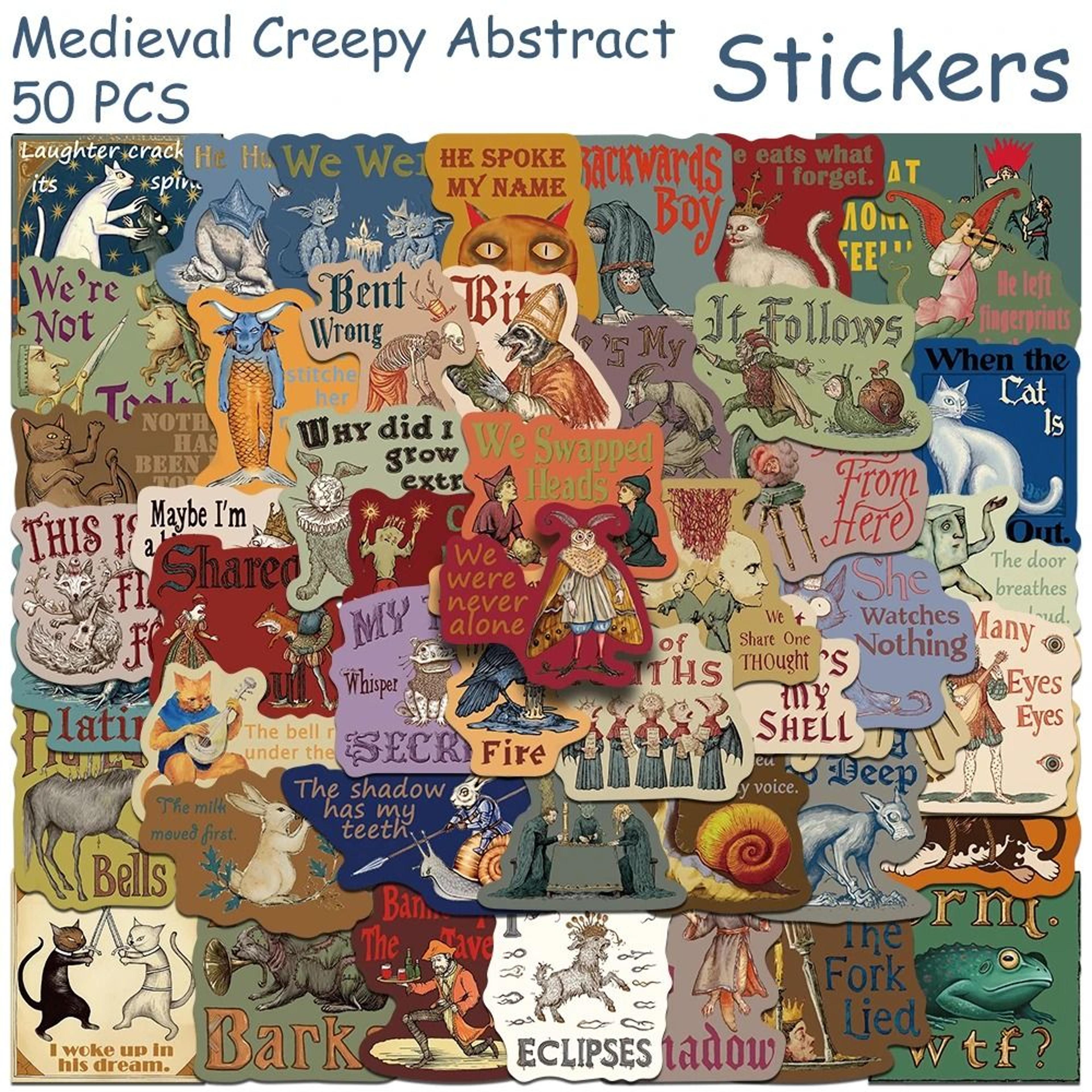 50Piece Medieval Creepy Abstract Waterproof Sticker Pack 1