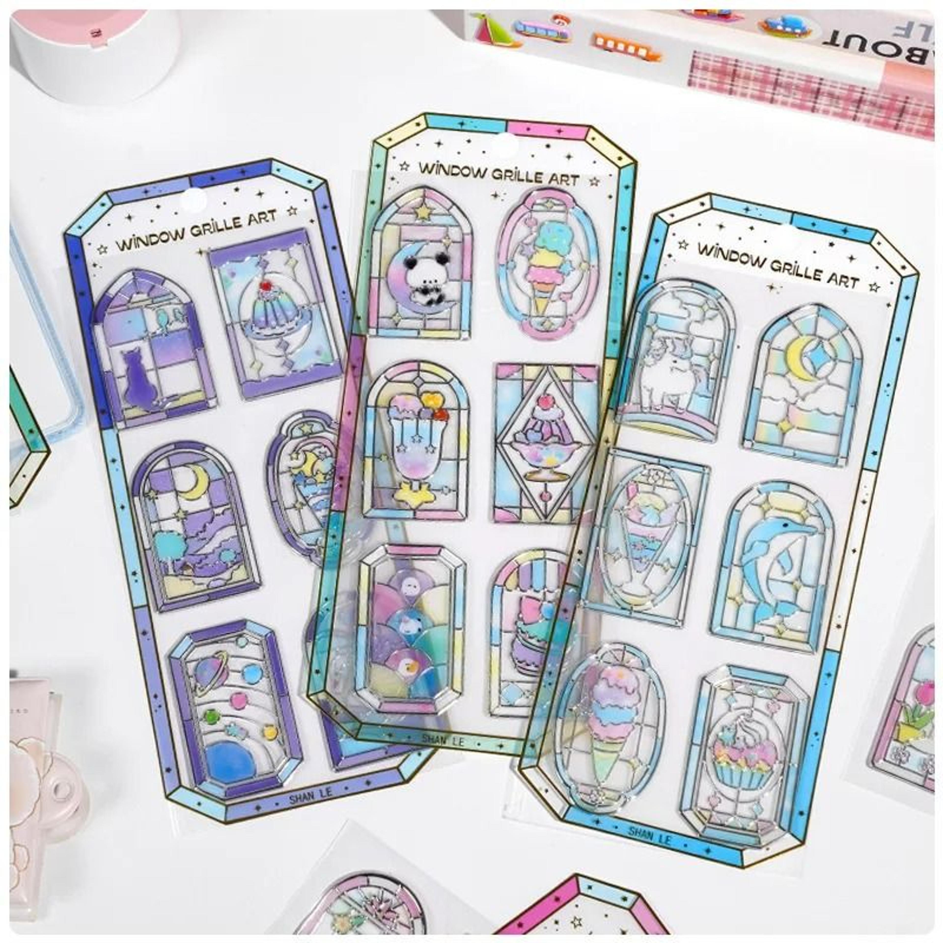 3d relief kawaii stained glass dessert series diy aesthetic stickers