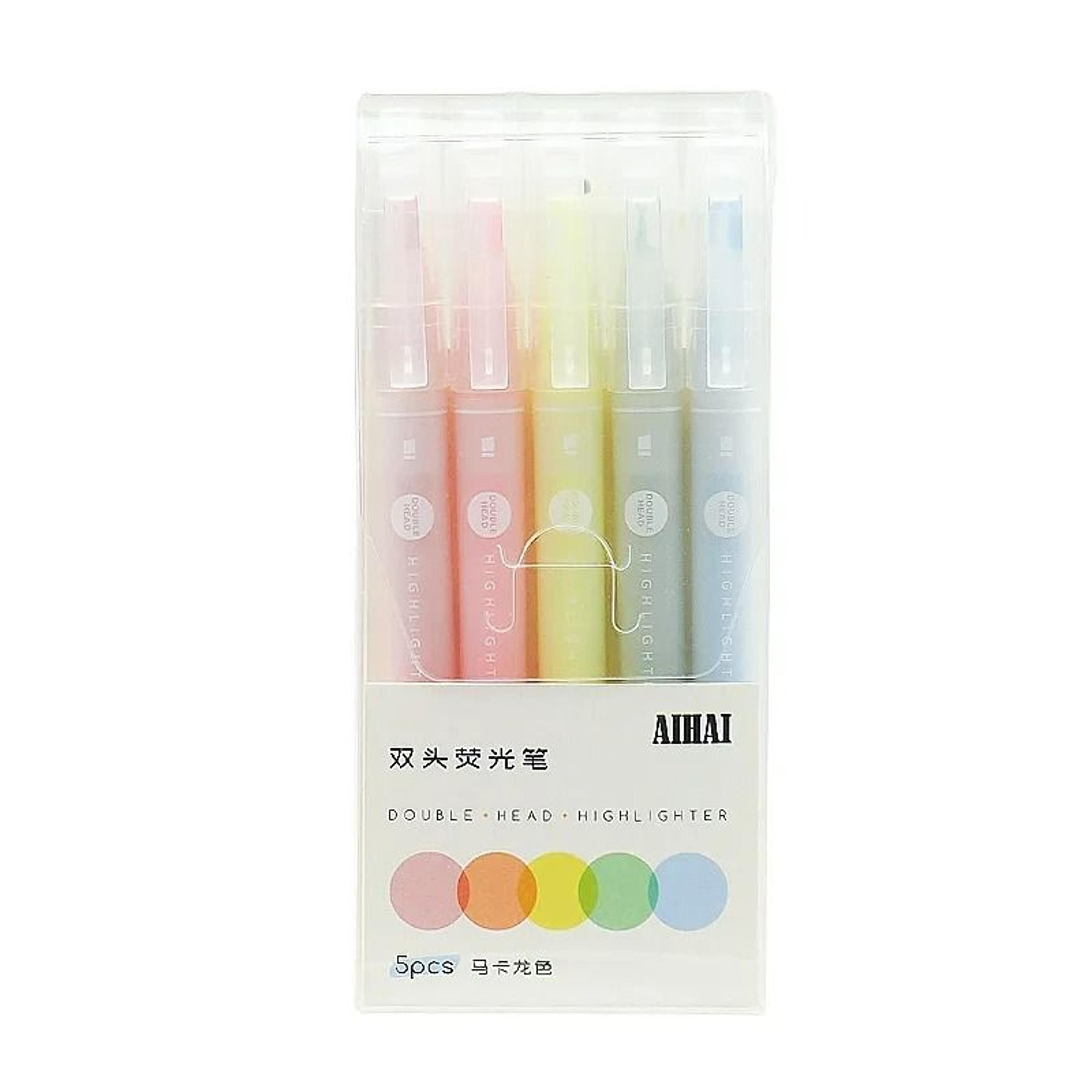 5Color DualHead Window Tip Pastel Highlighter Set 2