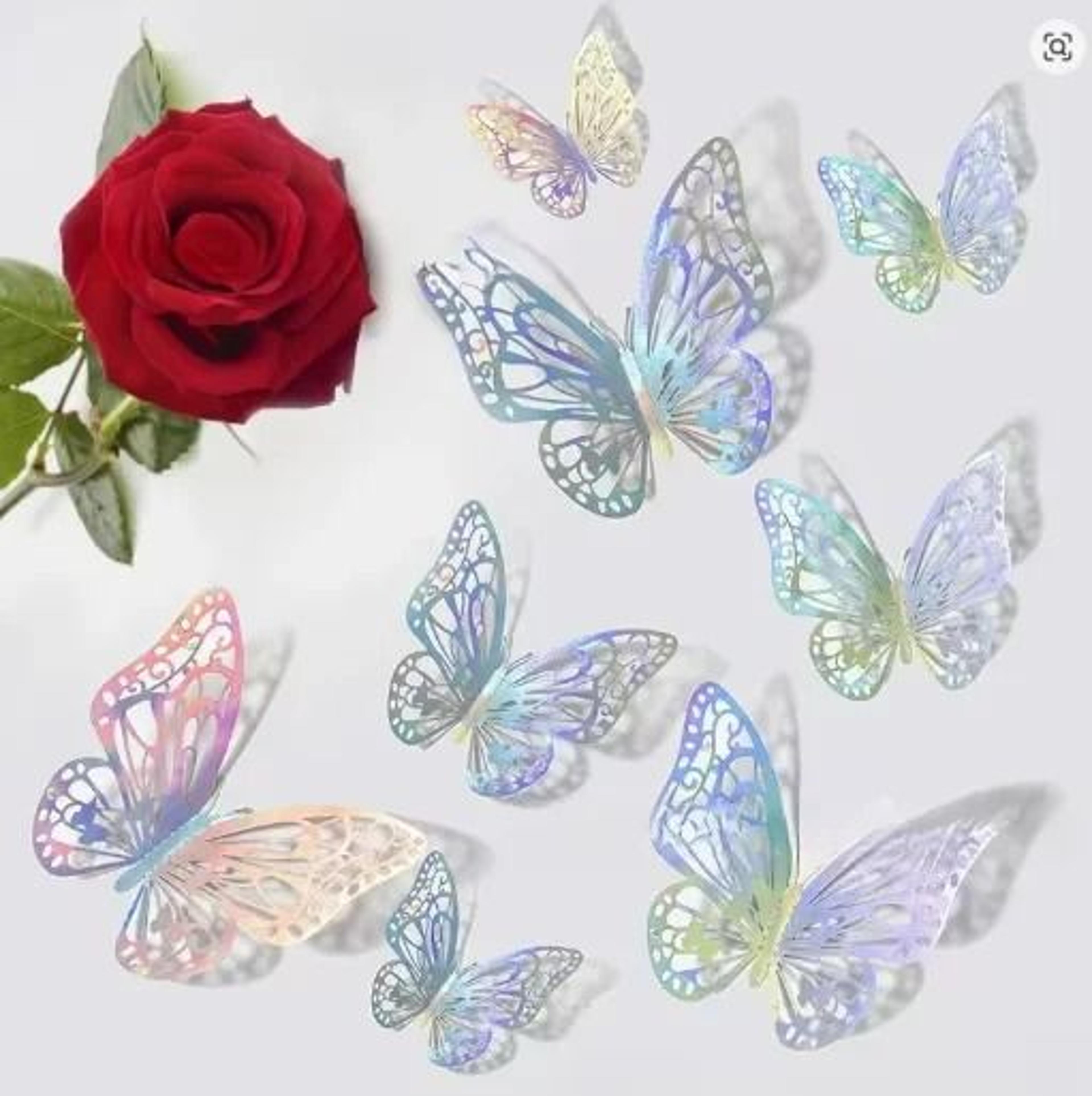 48Piece 3D Metallic Butterfly Wall Decor Set 1