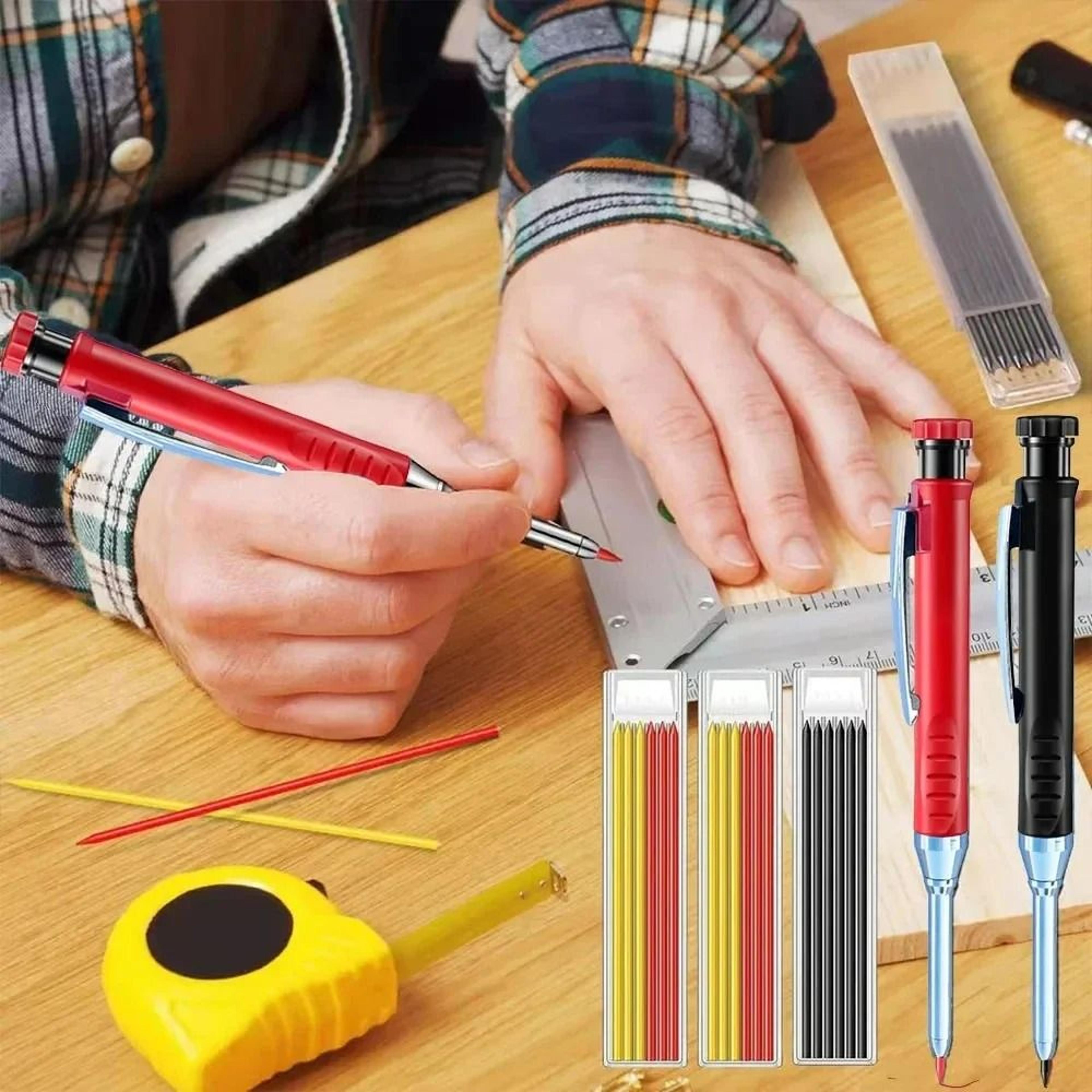 2Piece 28mm Solid Carpenter Mechanical Pencil Set With BuiltIn Sharpeners 2