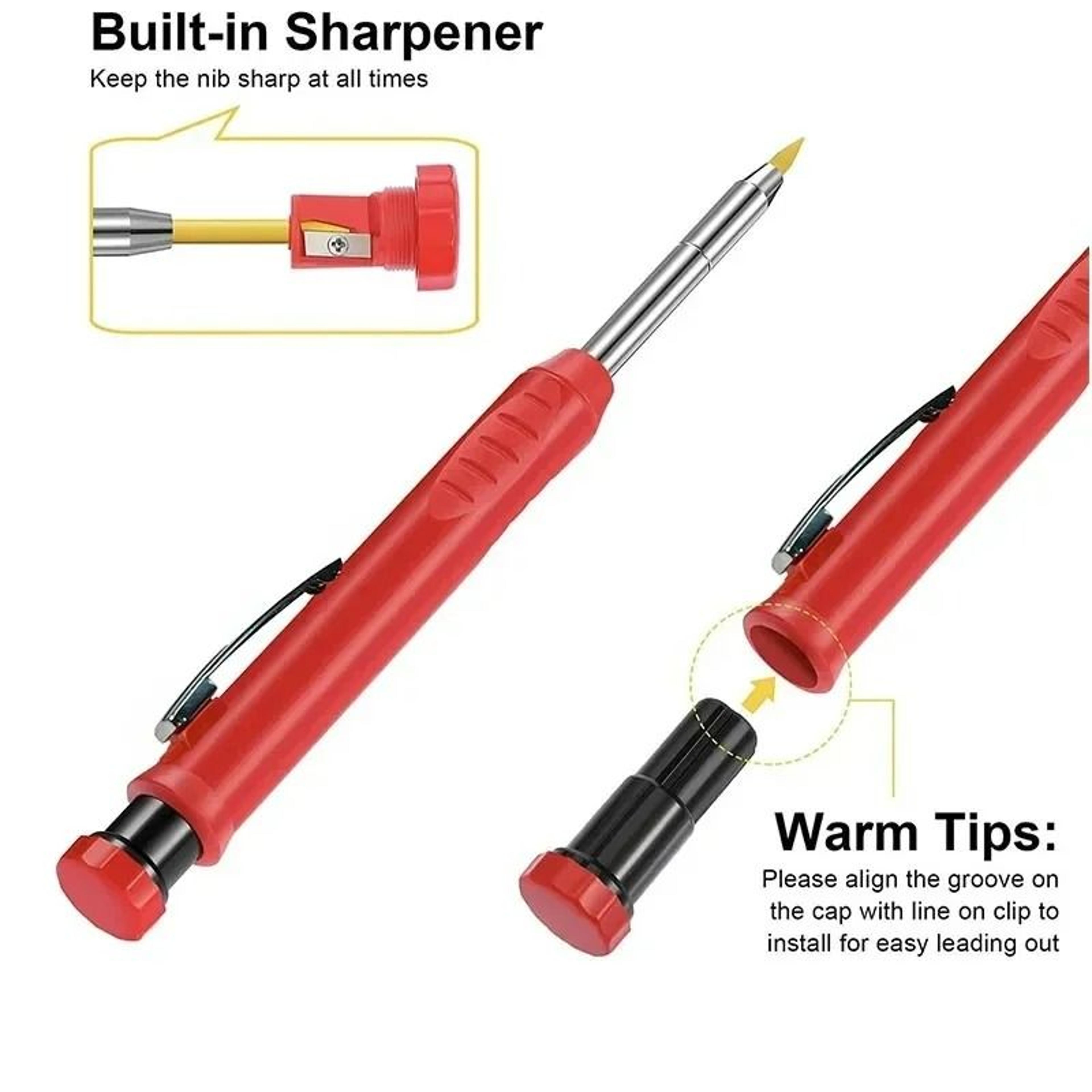 2Piece 28mm Solid Carpenter Mechanical Pencil Set With BuiltIn Sharpeners 3