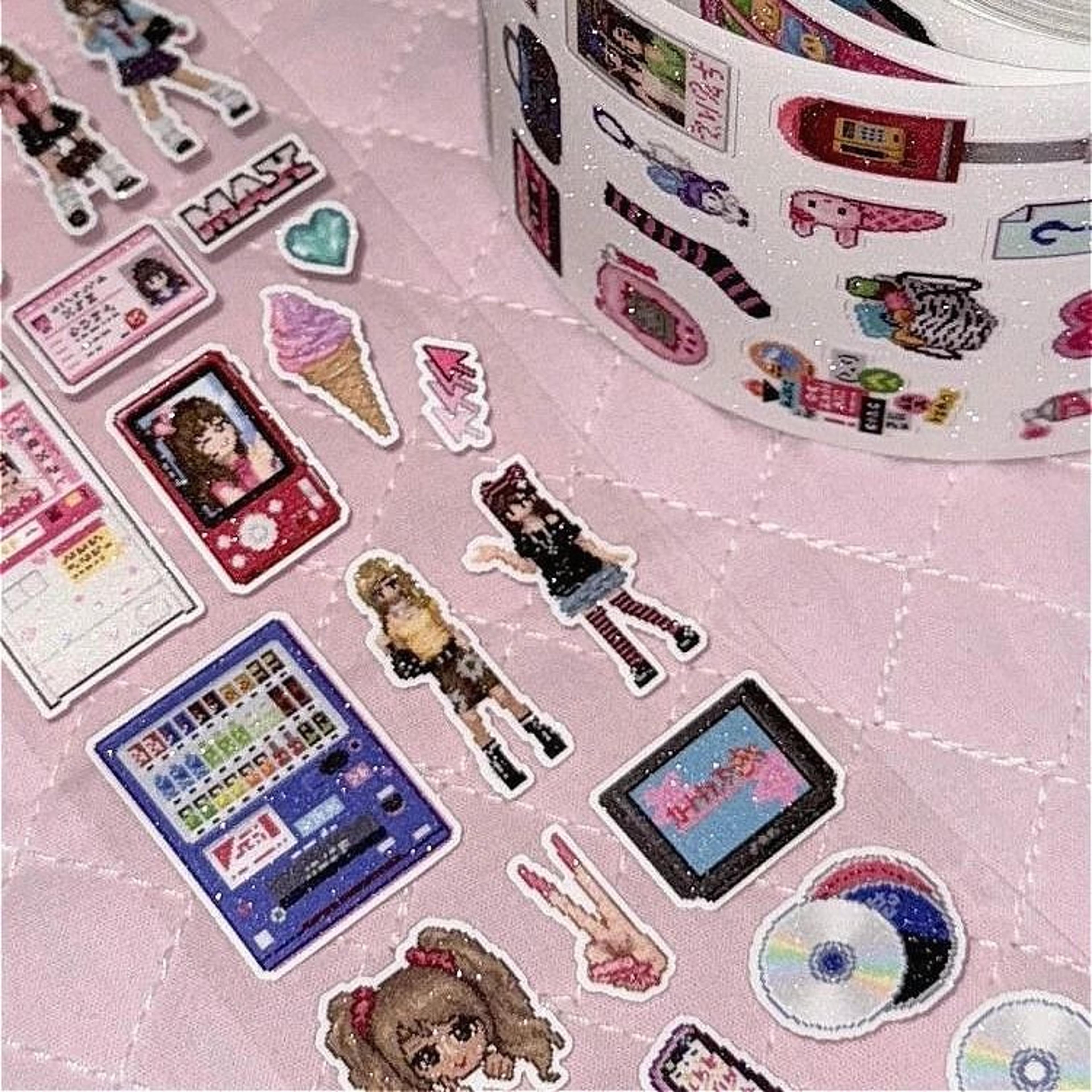 Kawaii Retro Y2K Shibuya Hottie Showa Pixel DieCut Sticker Tape 3