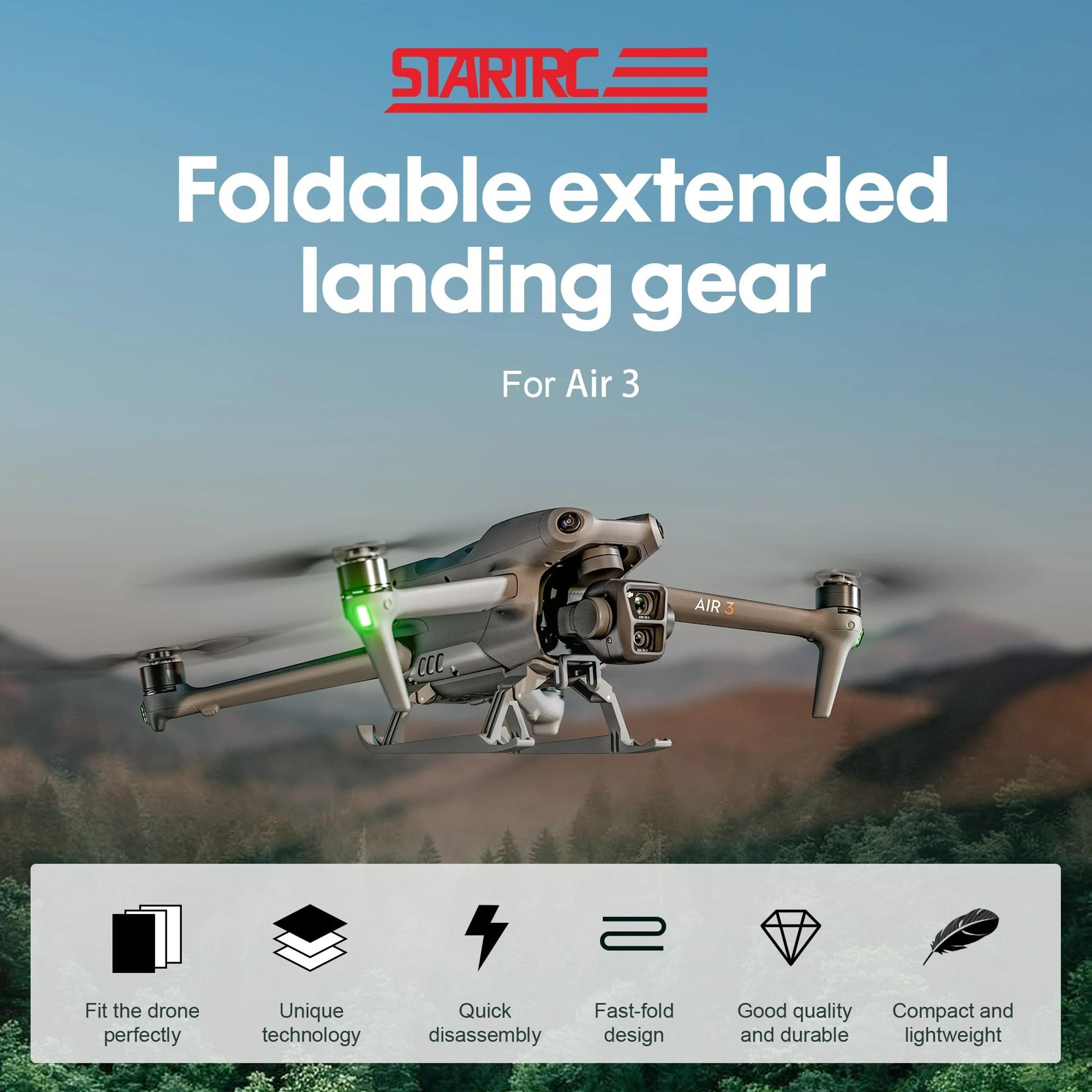 Foldable Extension Landing Gear  Leg Heights Protector For DJI Air 3S  Air 3 2