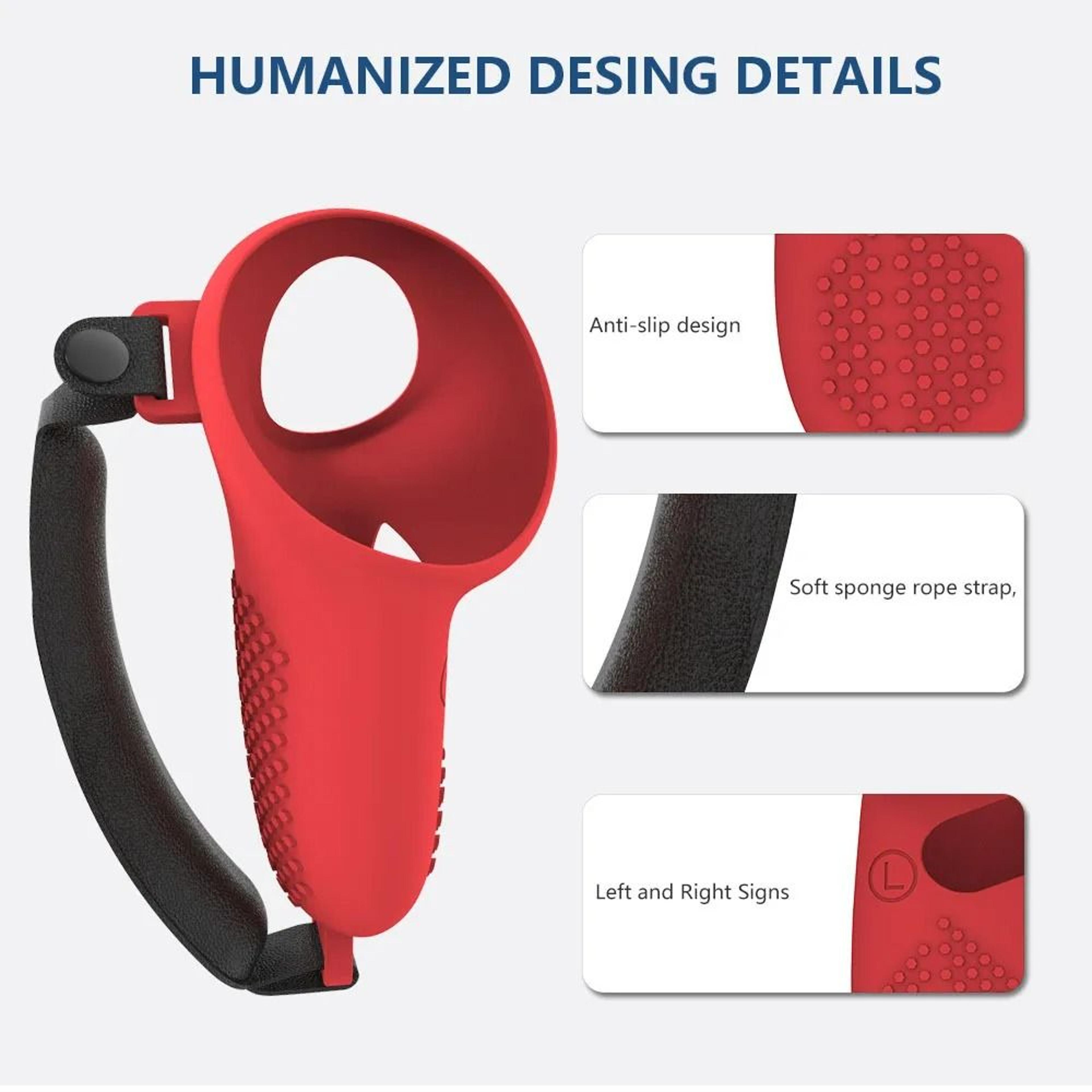AntiSkid Silicone Controller Grip Covers With Adjustable Knuckle Straps For Meta Quest 3S  Quest 3 1
