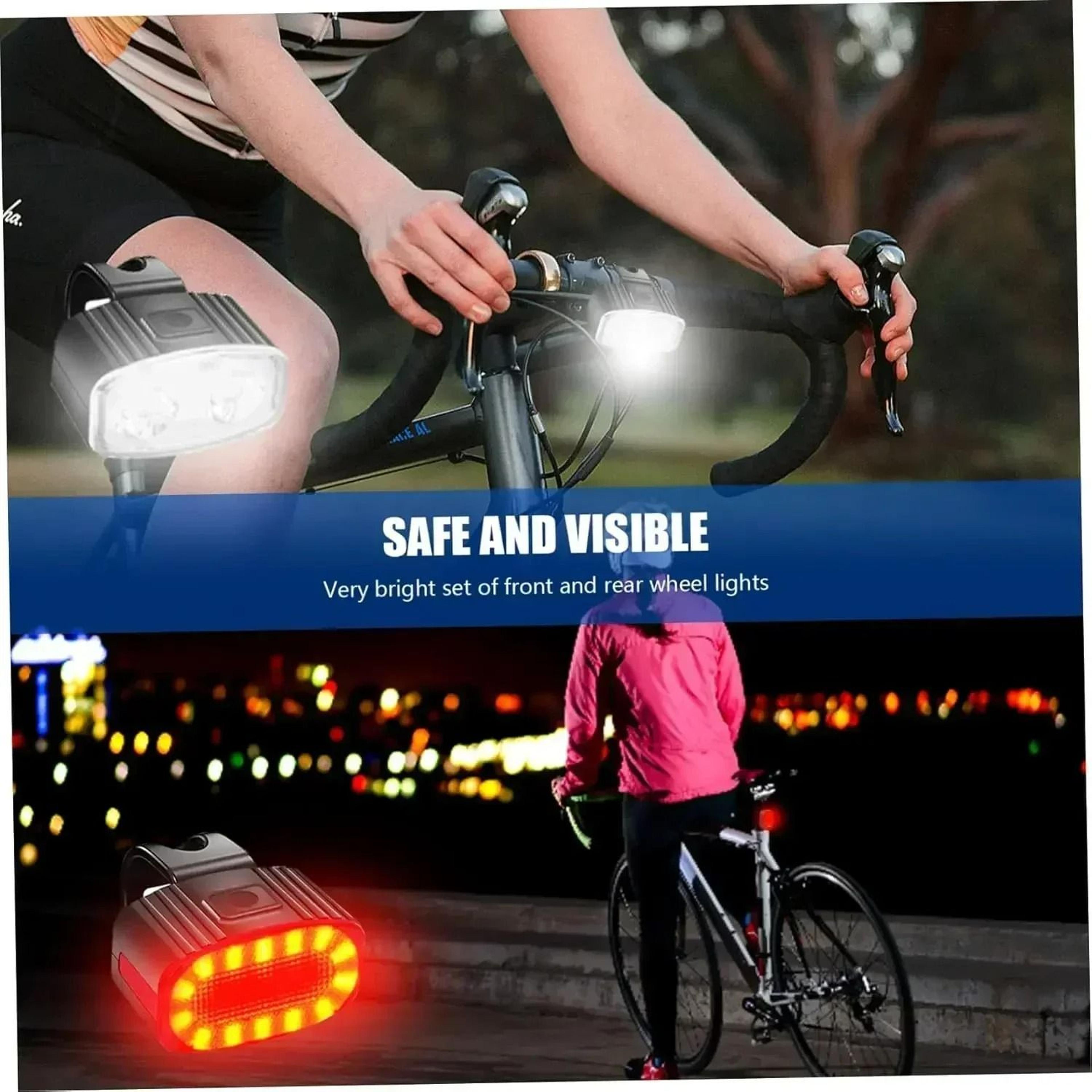 USB Rechargeable Waterproof LED Bicycle Headlight  Taillight Set 4