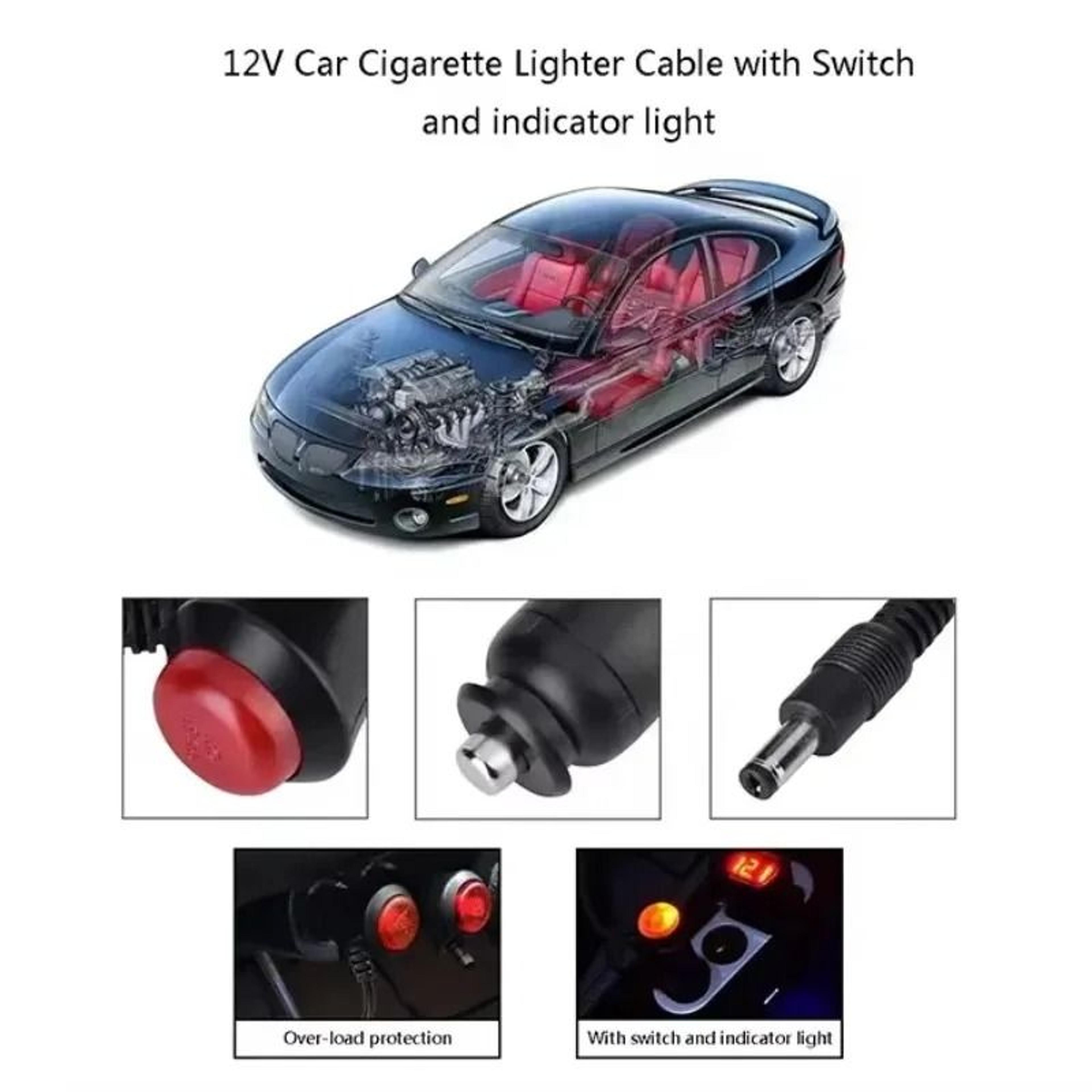 10 Ft 3 M 12V24V Car Cigarette Lighter Extension Cable With DC 55mm X 21mm Plug  Power Switch 3