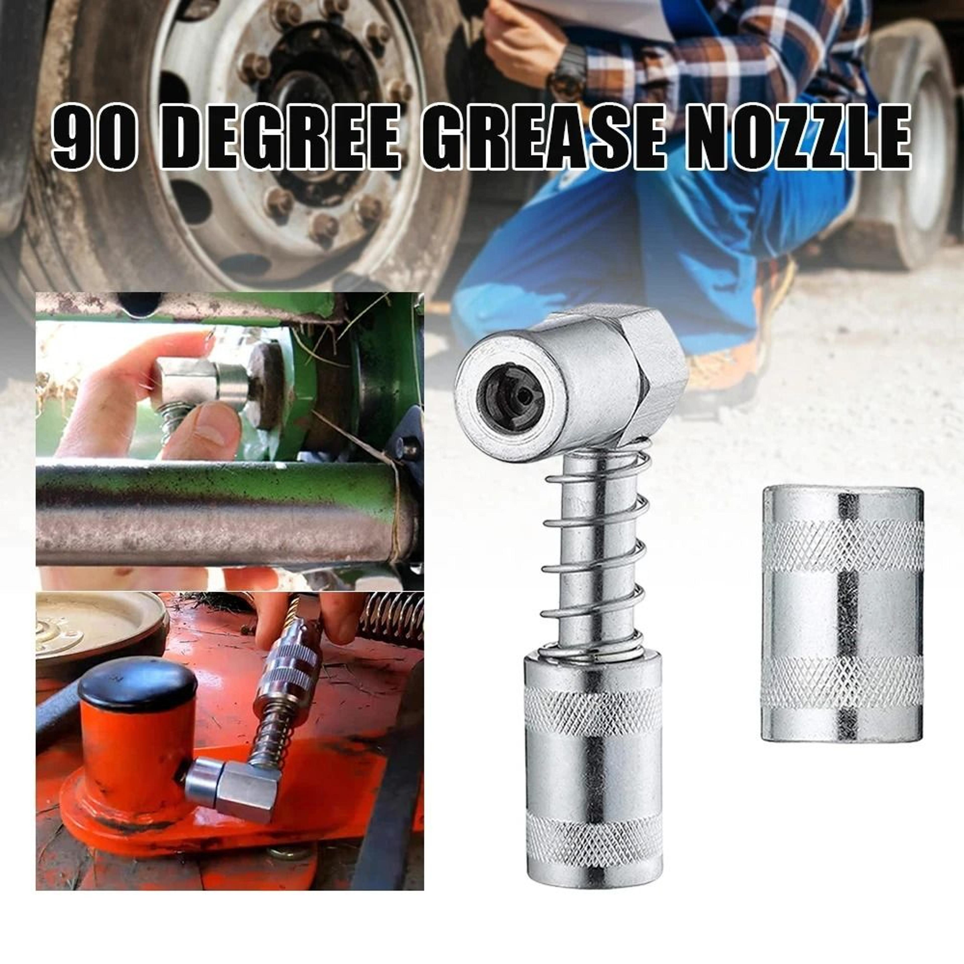 Universal 90Degree RightAngle Grease Coupler  Adapter Nozzle Set 0