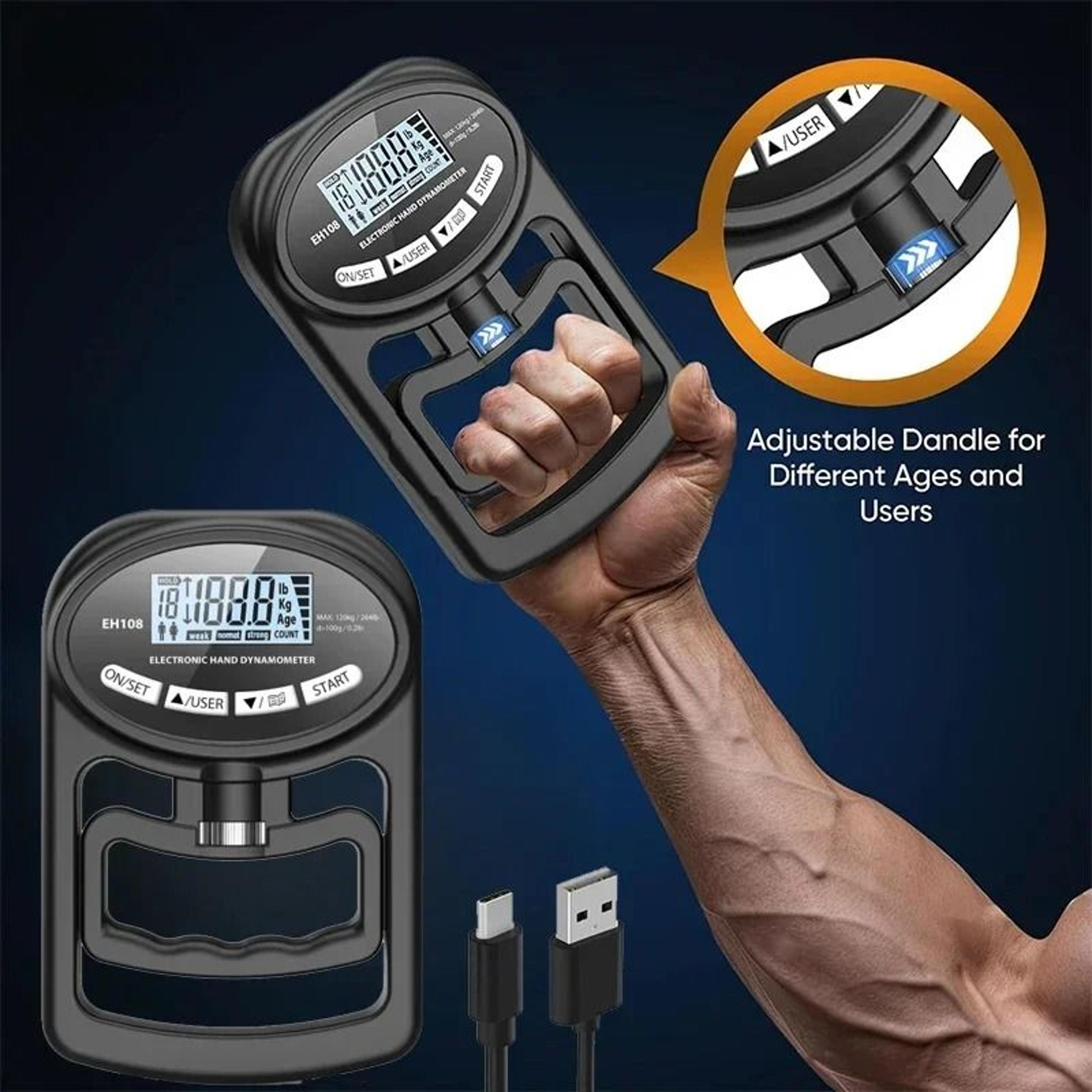 Digital Hand Dynamometer  Grip Strength Tester 265 Lbs  120 Kg 7