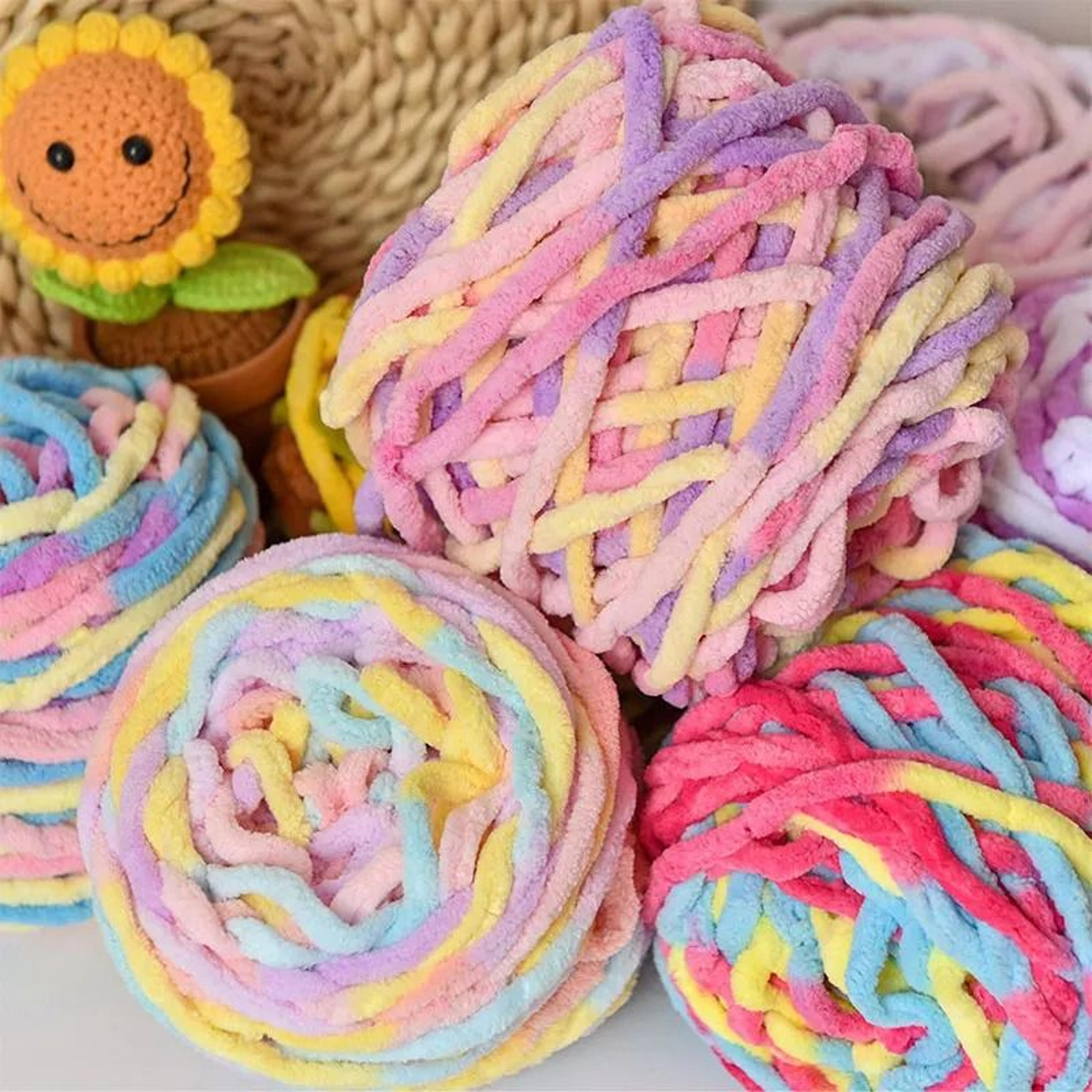 50Yard Chunky Chenille Ice Stripe Yarn 022 Lb 1
