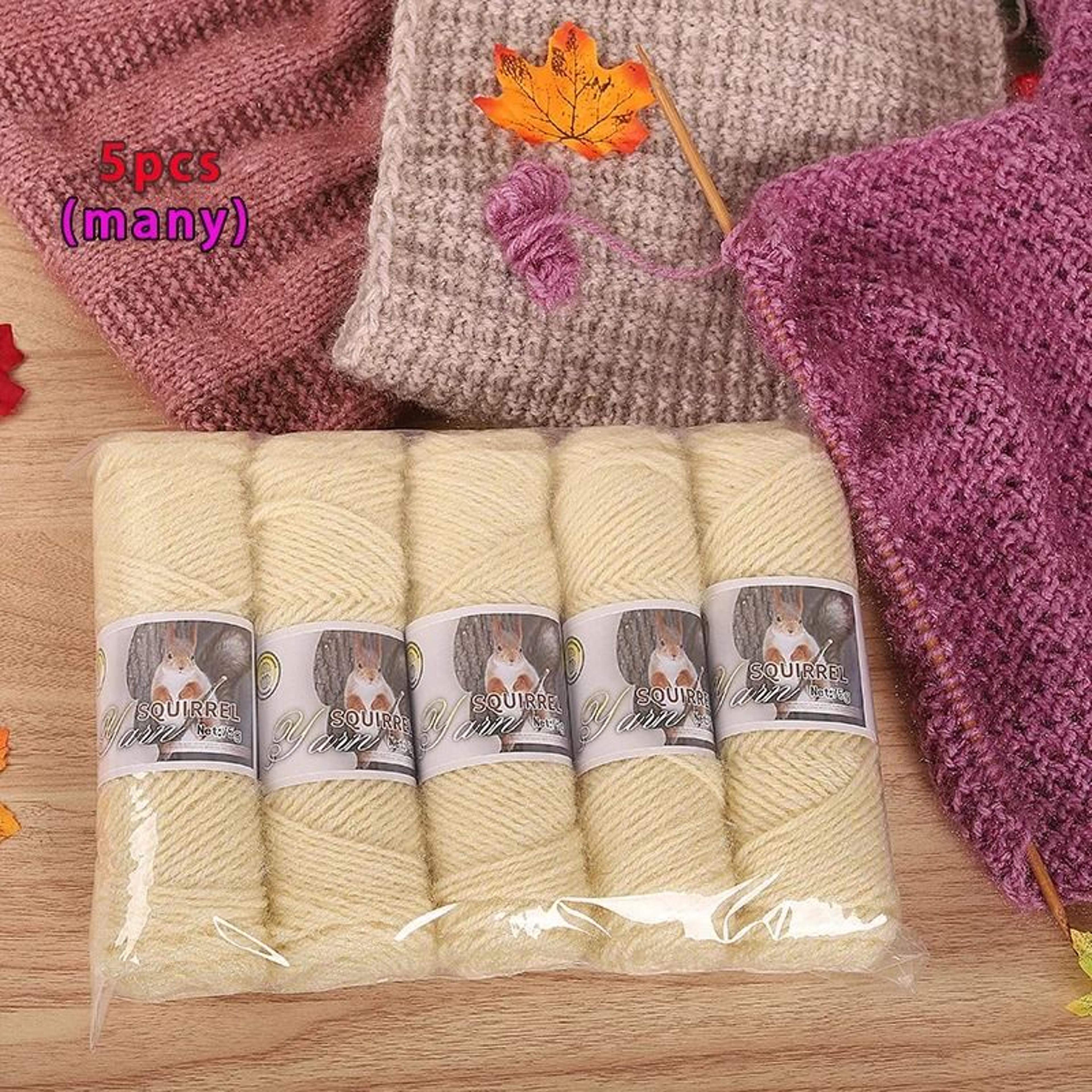 Plush Squirrel Yarn 5Skein Pack For Coats Sweaters Hats  Crafts 9