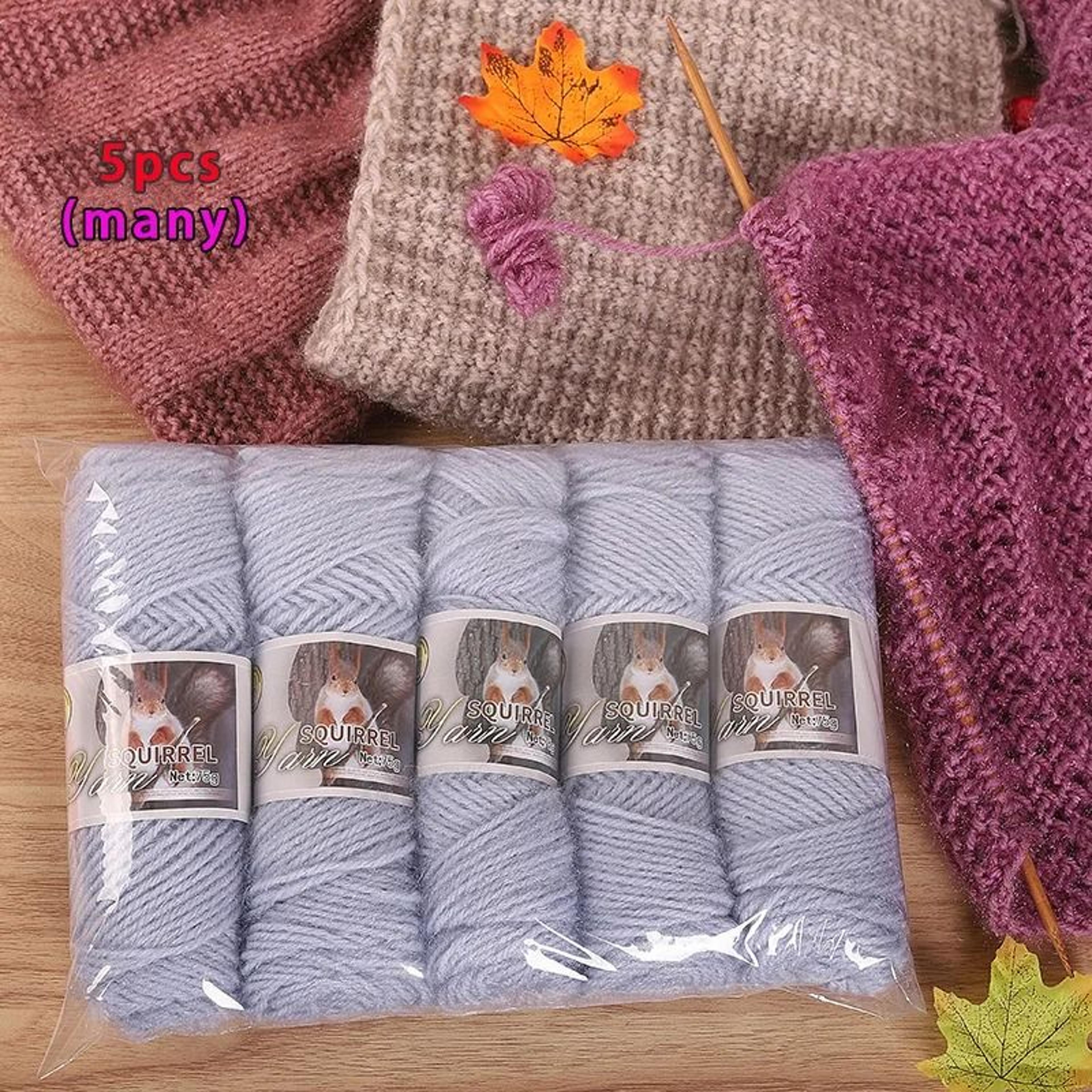 Plush Squirrel Yarn 5Skein Pack For Coats Sweaters Hats  Crafts 17