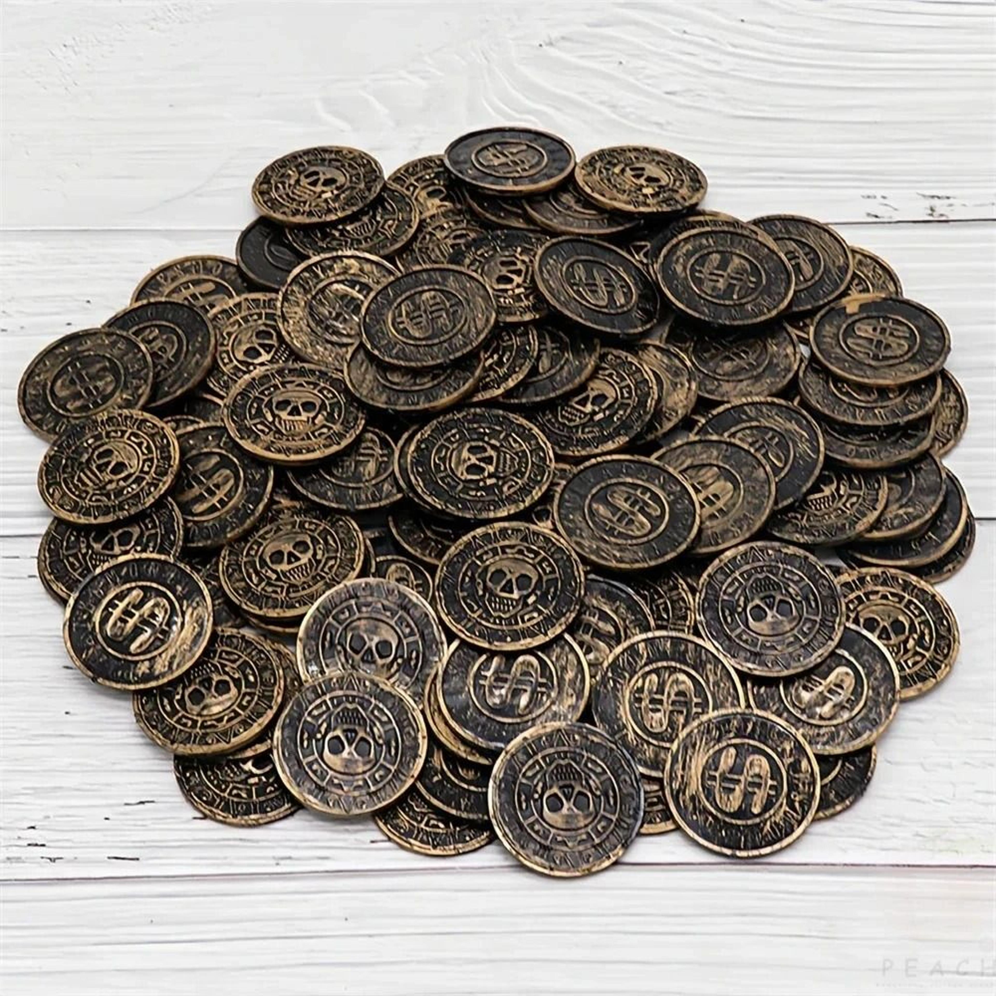 10pcs retro pirate coins - plastic treasure tokens for parties & halloween