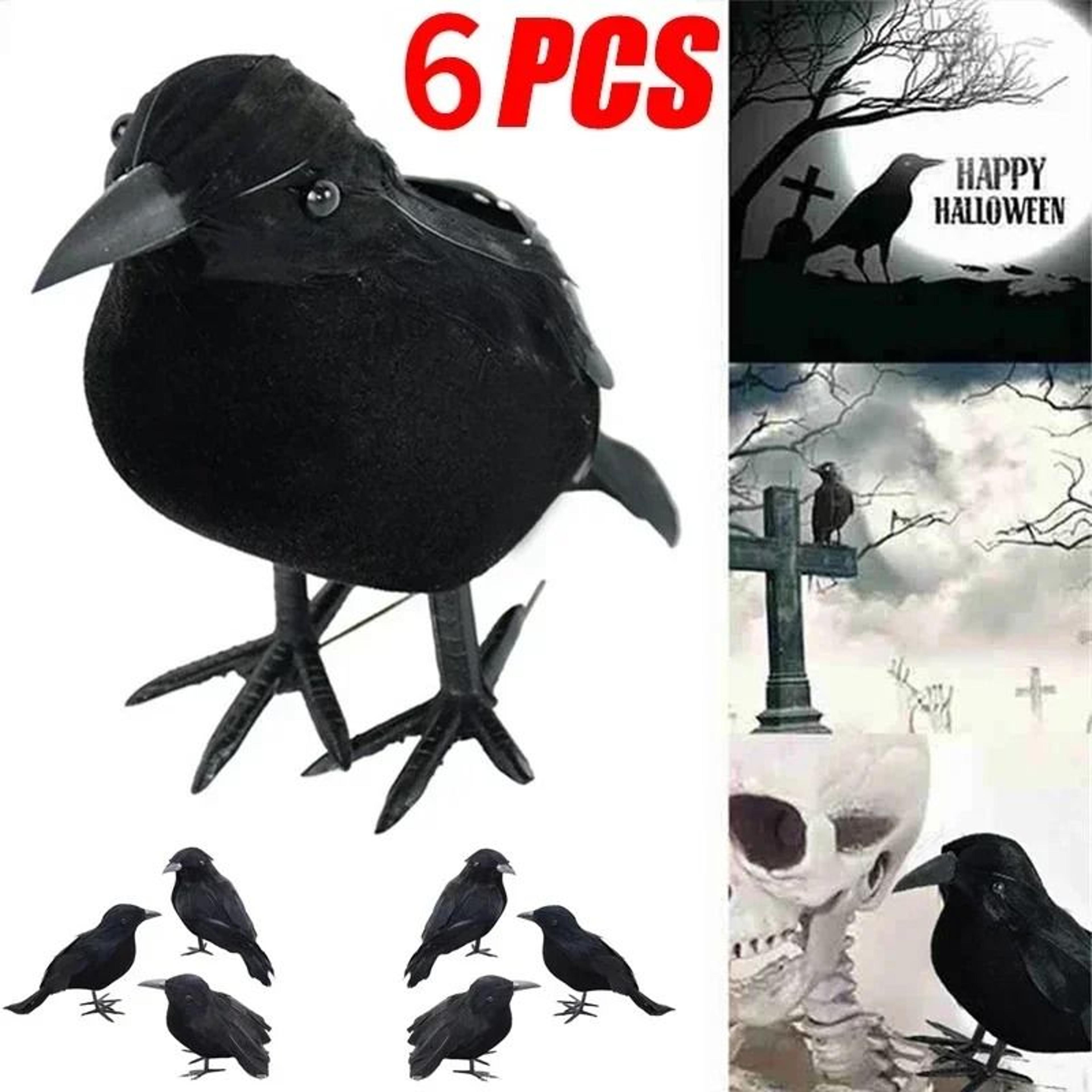 6Pcs Realistic Artificial Halloween Crows Decor 1