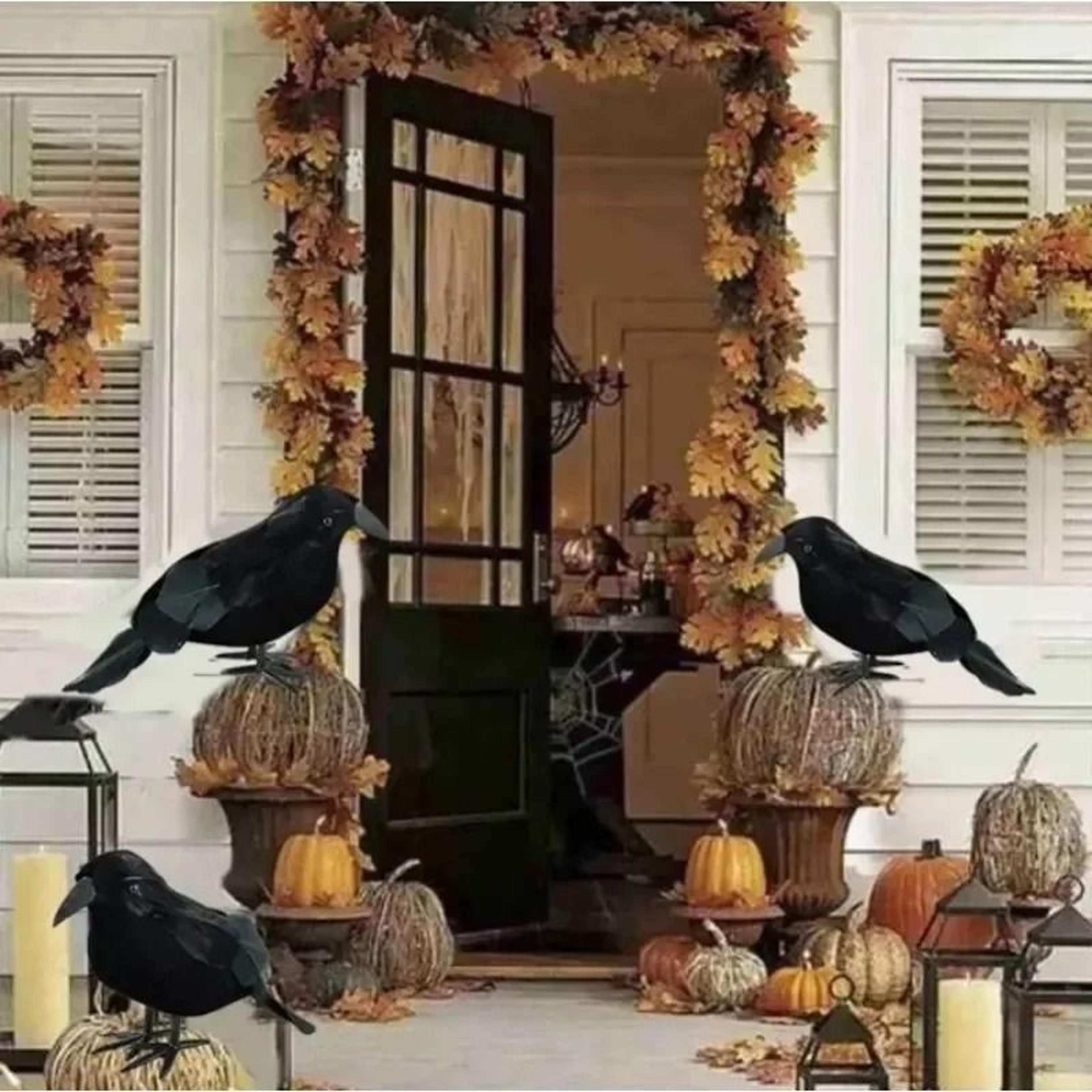 6Pcs Realistic Artificial Halloween Crows Decor 4